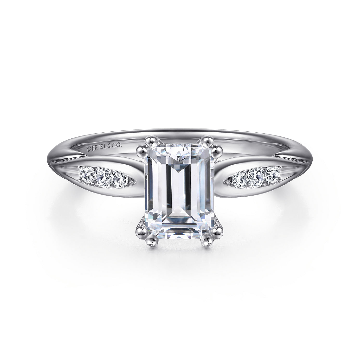 Quinn - 14K White Gold Emerald Cut Diamond Channel Set Engagement Ring