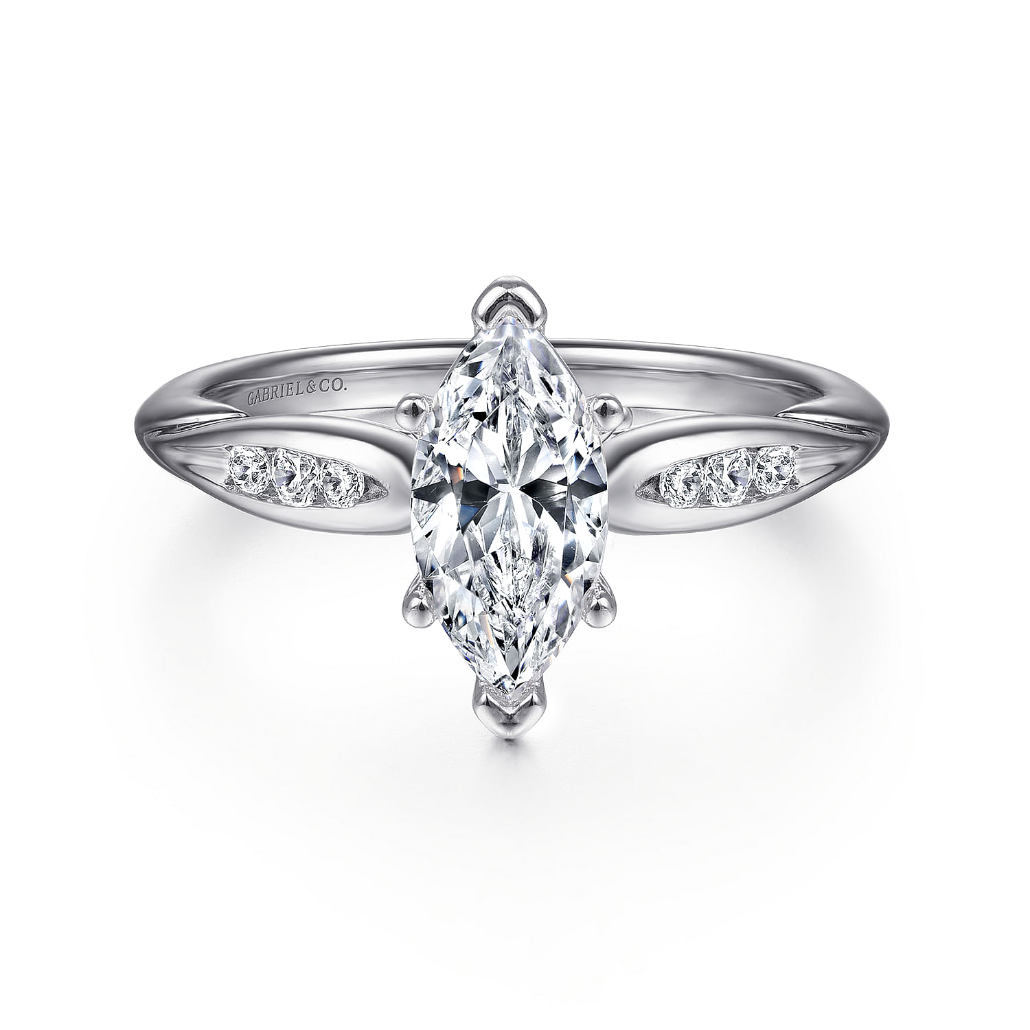 Quinn - 14K White Gold Marquise Shape Diamond Channel Set Engagement Ring