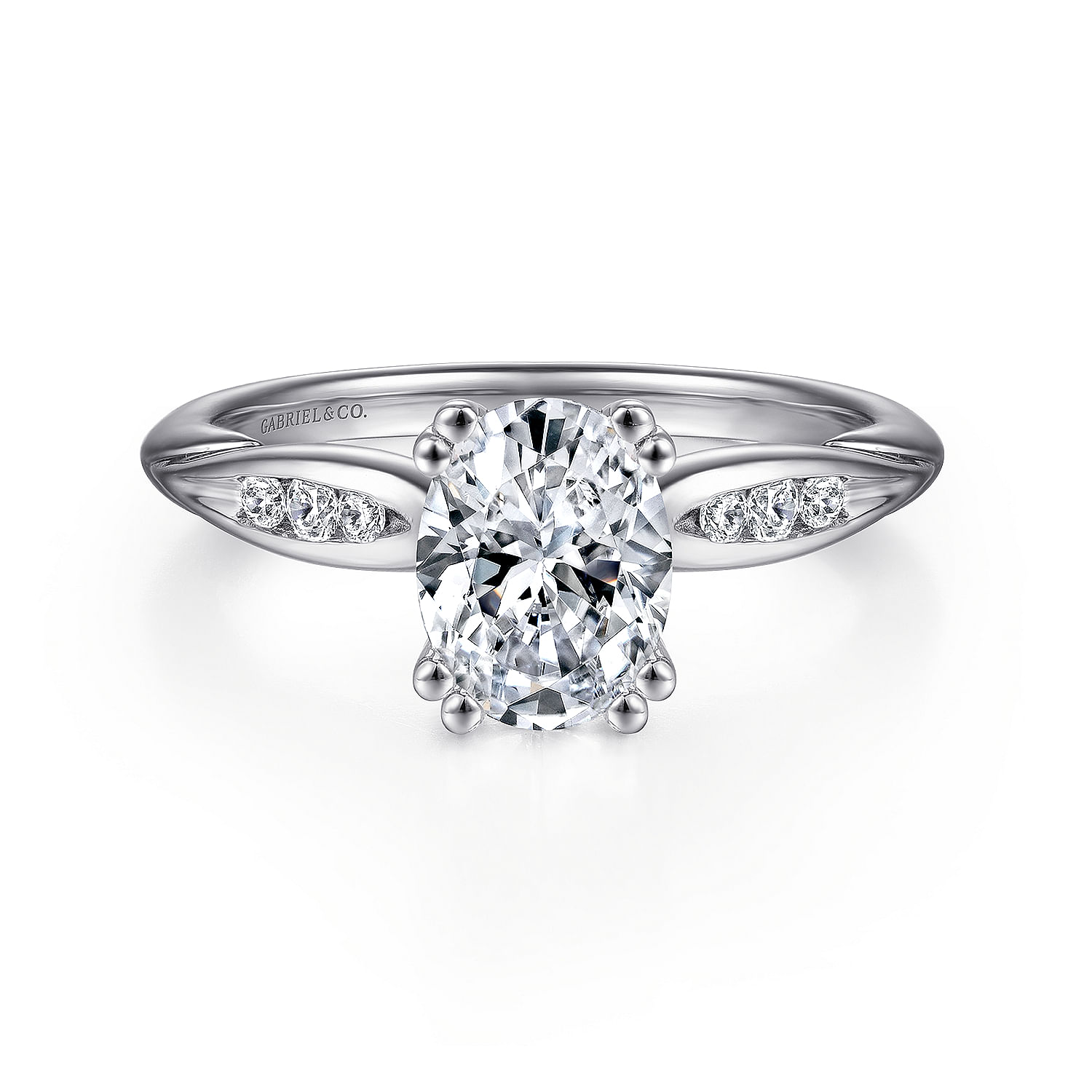Quinn - 14K White Gold Oval Diamond Channel Set Engagement Ring