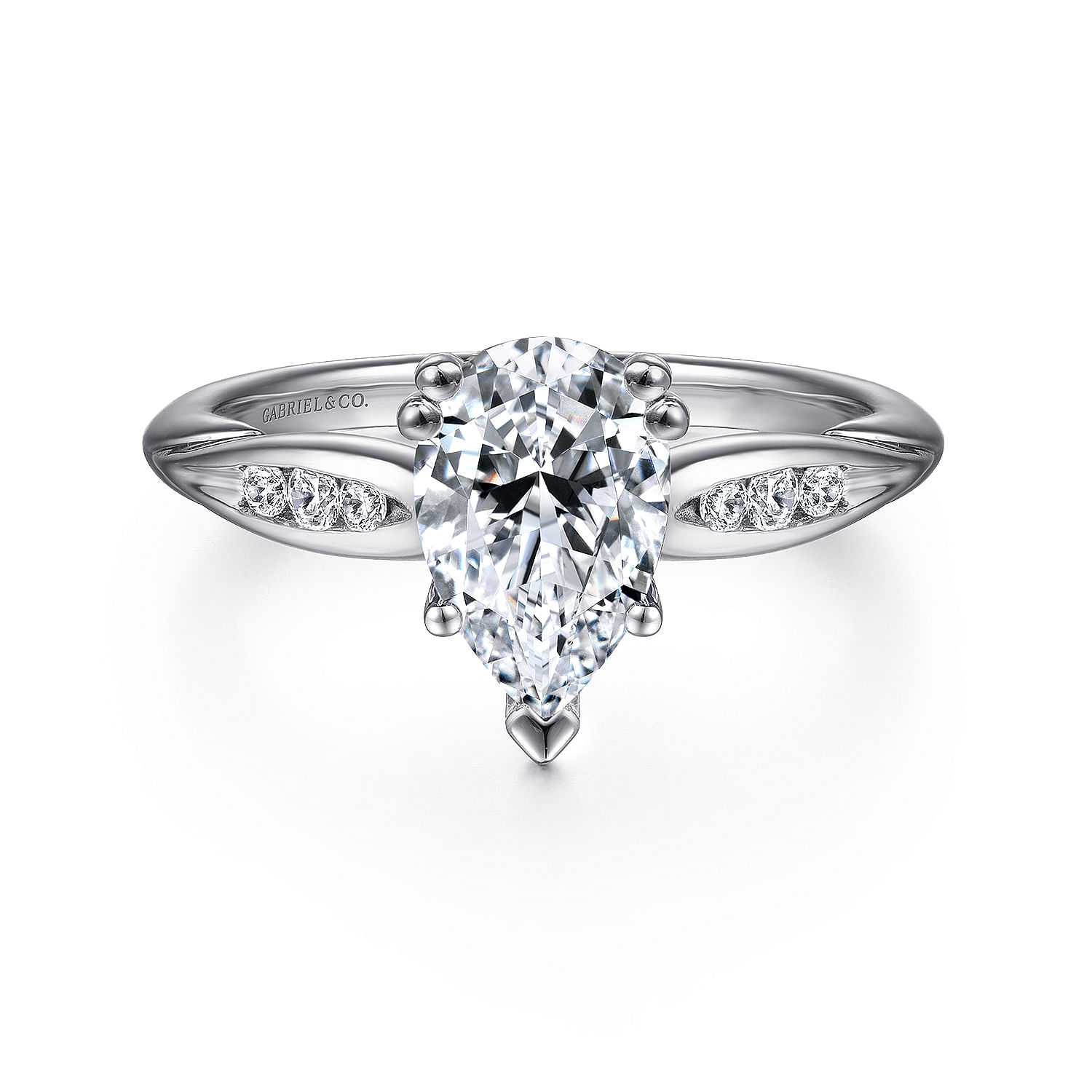 Quinn - 14K White Gold Pear Shape Diamond Channel Set Engagement Ring