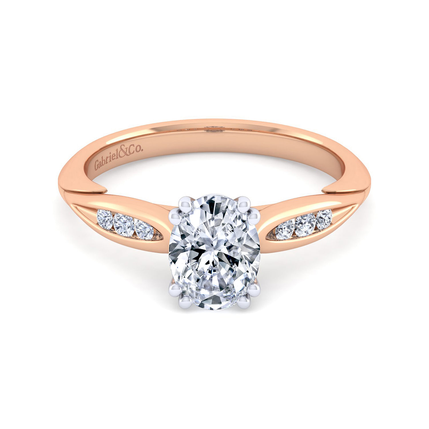 Quinn - 14K White-Rose Gold Oval Diamond Channel Set Engagement Ring