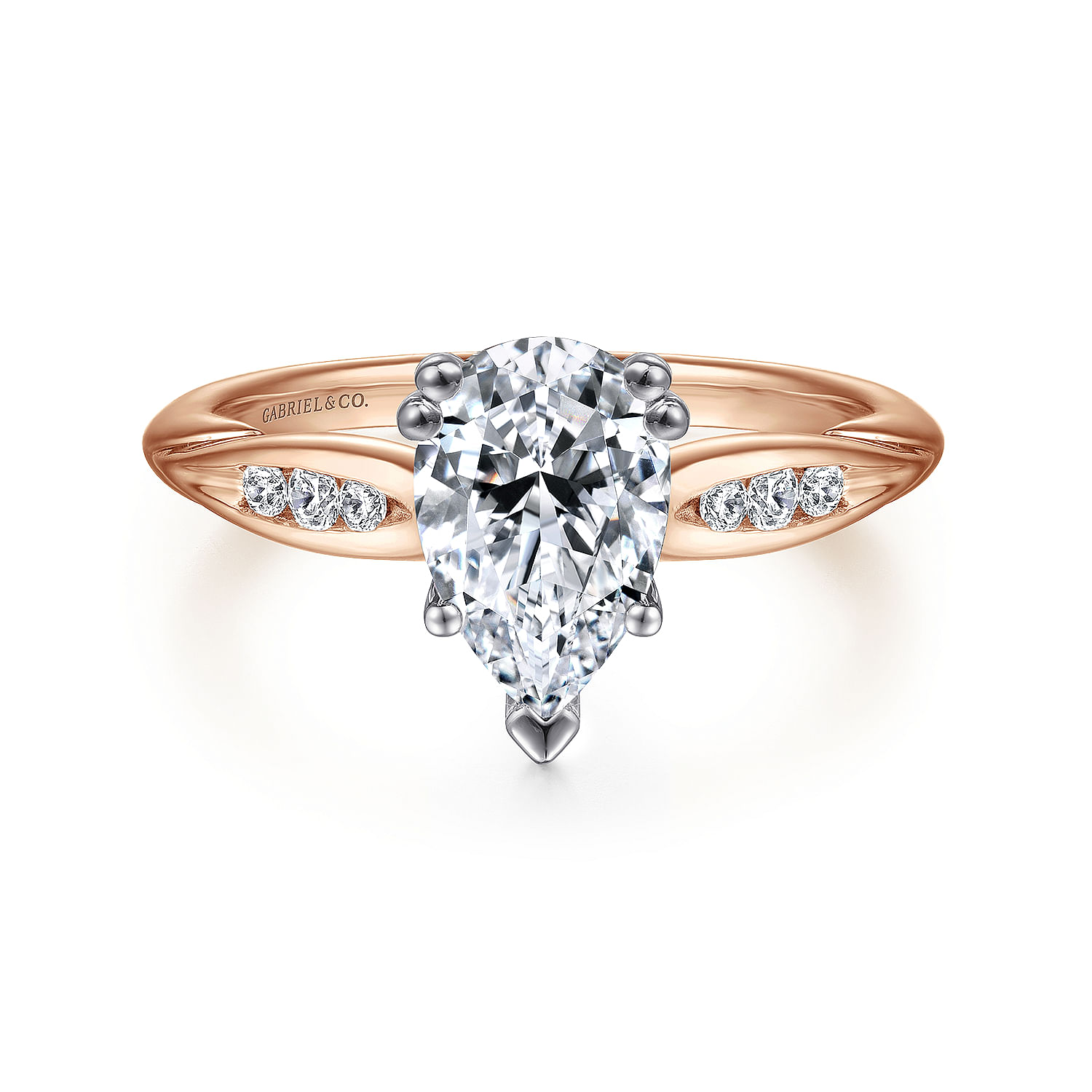 Quinn - 14K White-Rose Gold Pear Shape Diamond Engagement Ring