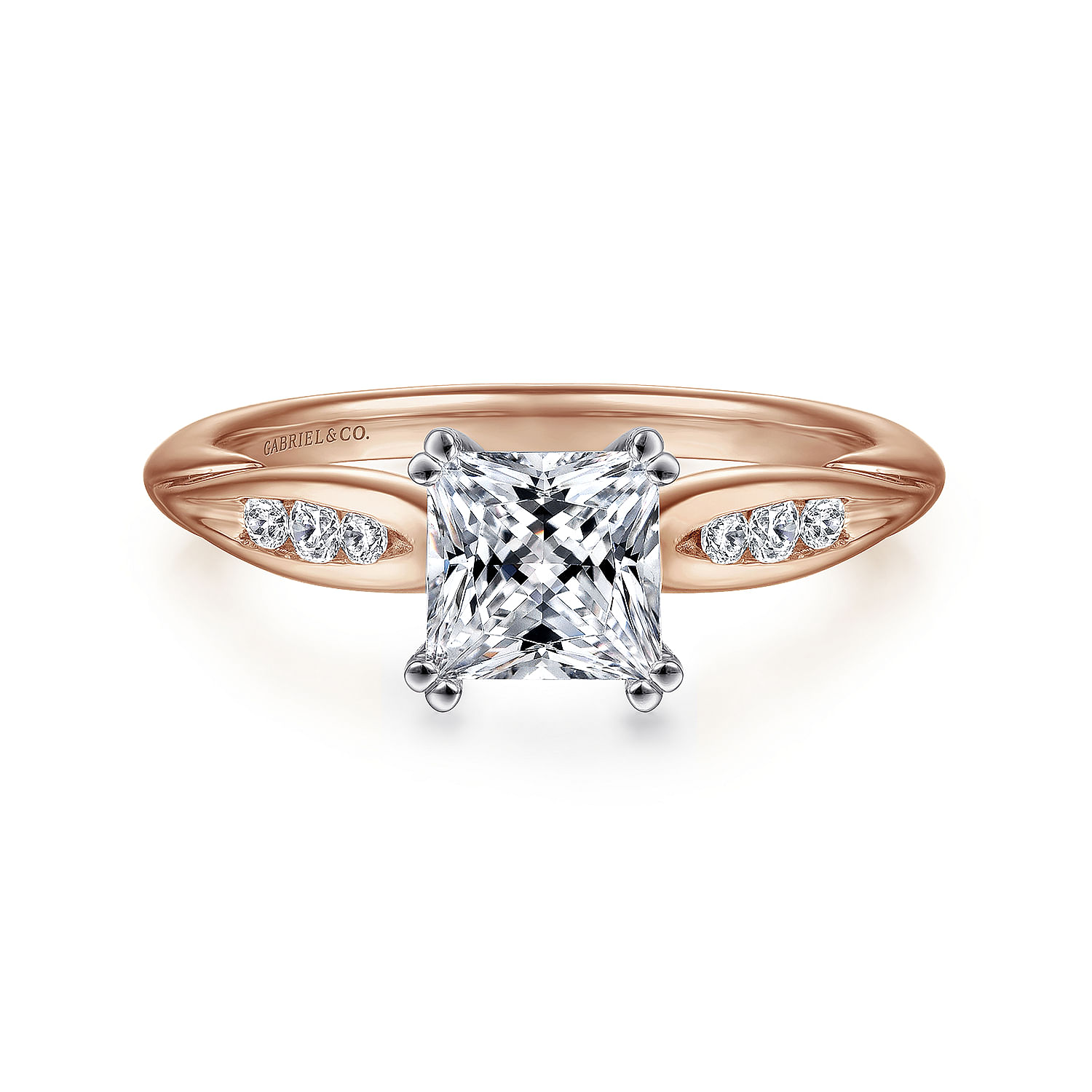 Quinn - 14K White-Rose Gold Princess Cut Diamond Engagement Ring