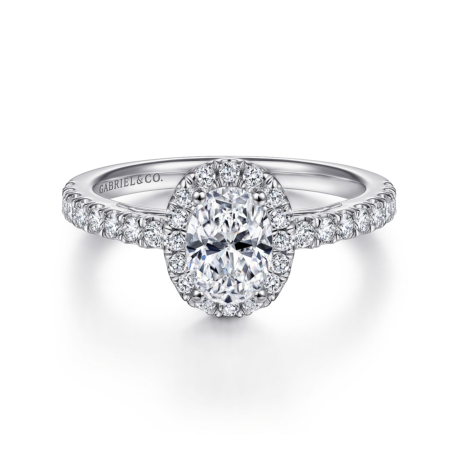 Rachel - 14K White Gold Oval Halo Diamond Engagement Ring
