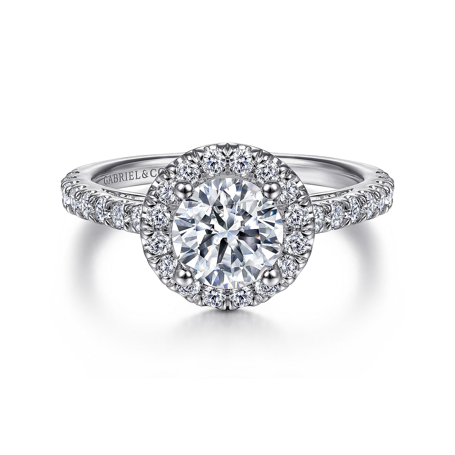 Rachel - 14K White Gold Round Halo Diamond Engagement Ring