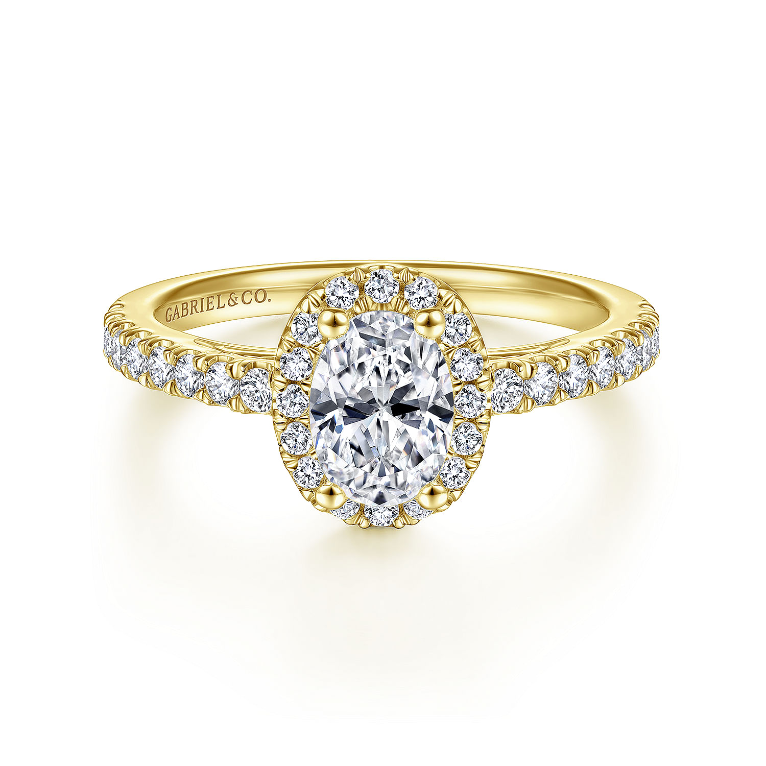Rachel - 14K Yellow Gold Oval Halo Diamond Engagement Ring