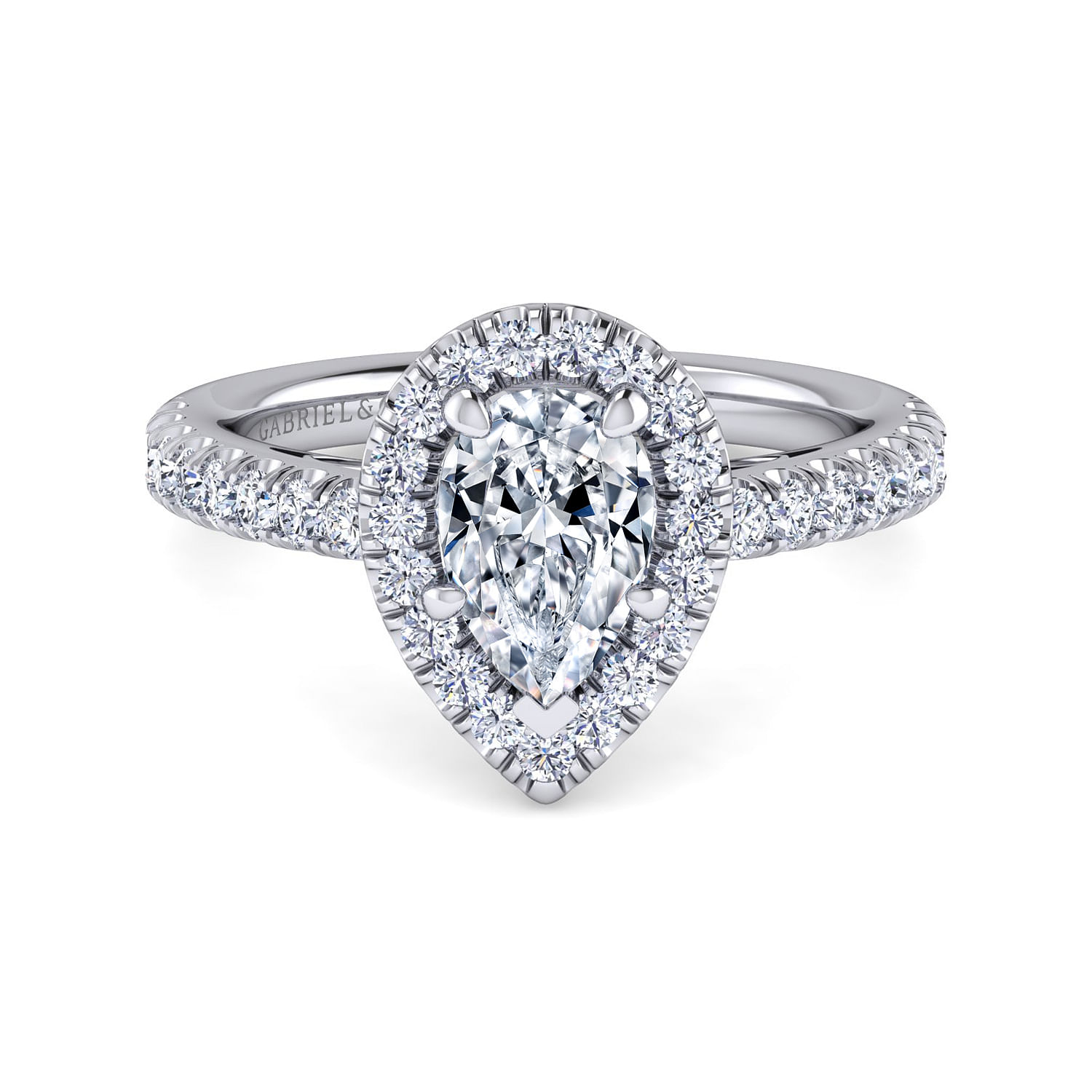 Rachel - Platinum Pear Shape Halo Diamond Engagement Ring