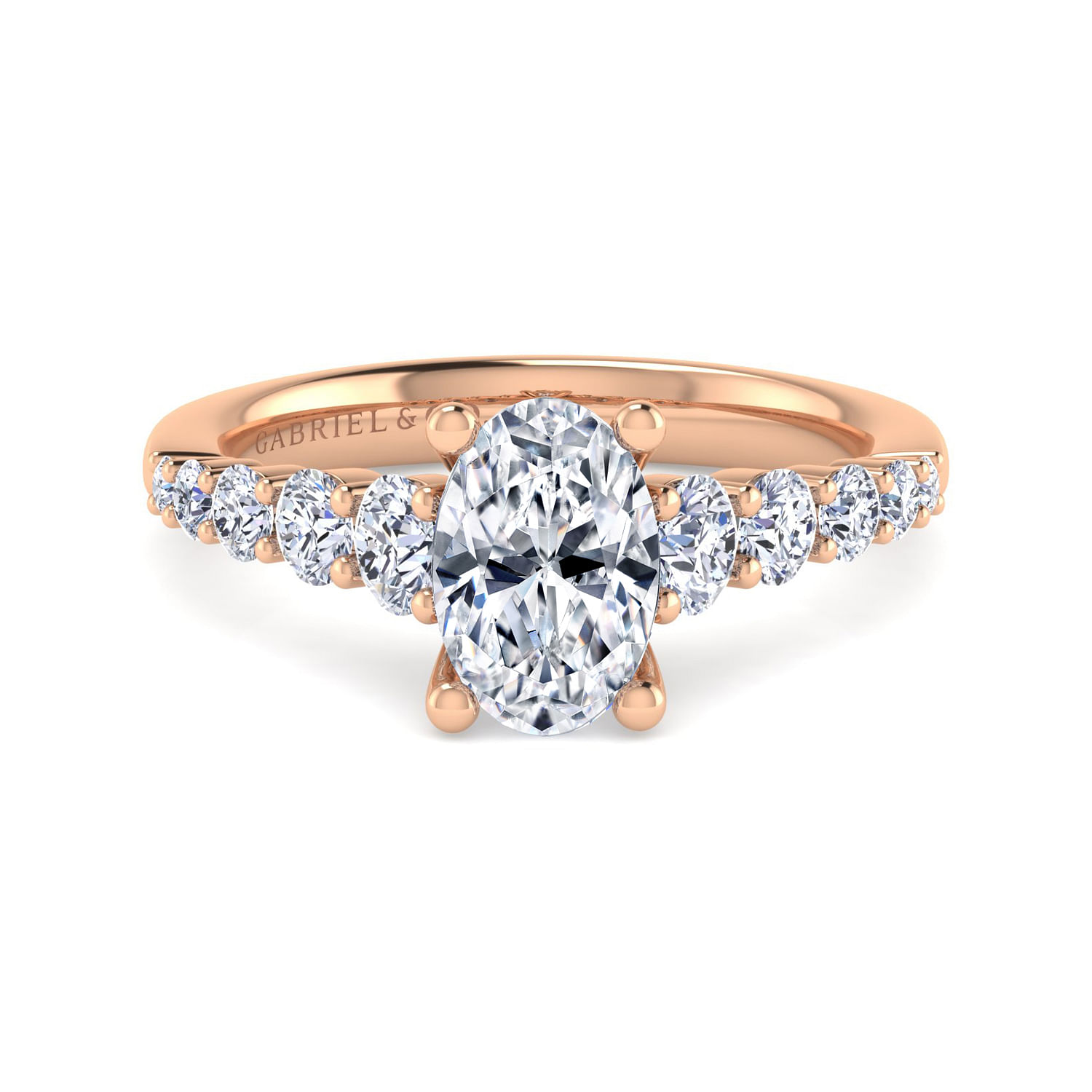 Reed - 14K Rose Gold Oval Diamond Engagement Ring