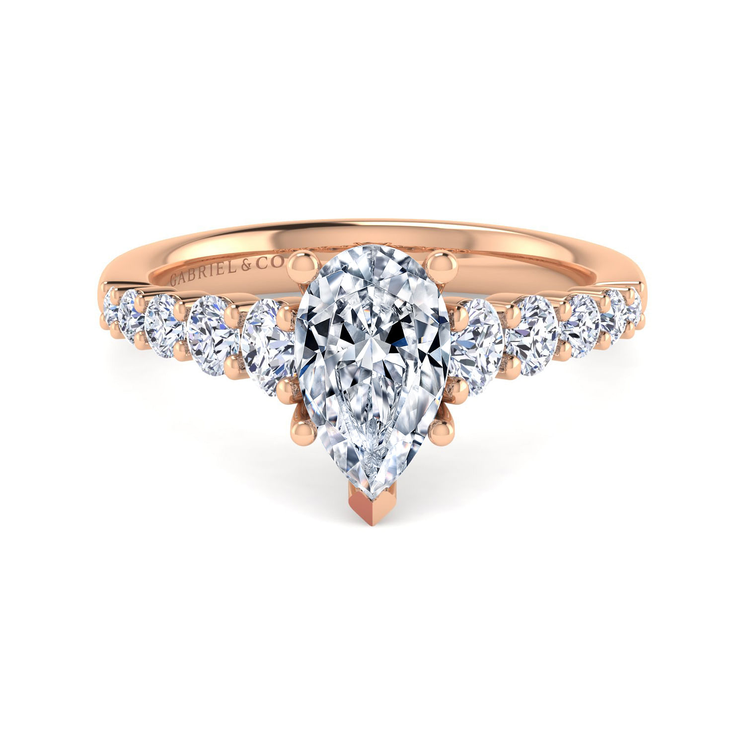Reed - 14K Rose Gold Pear Shape Diamond Engagement Ring