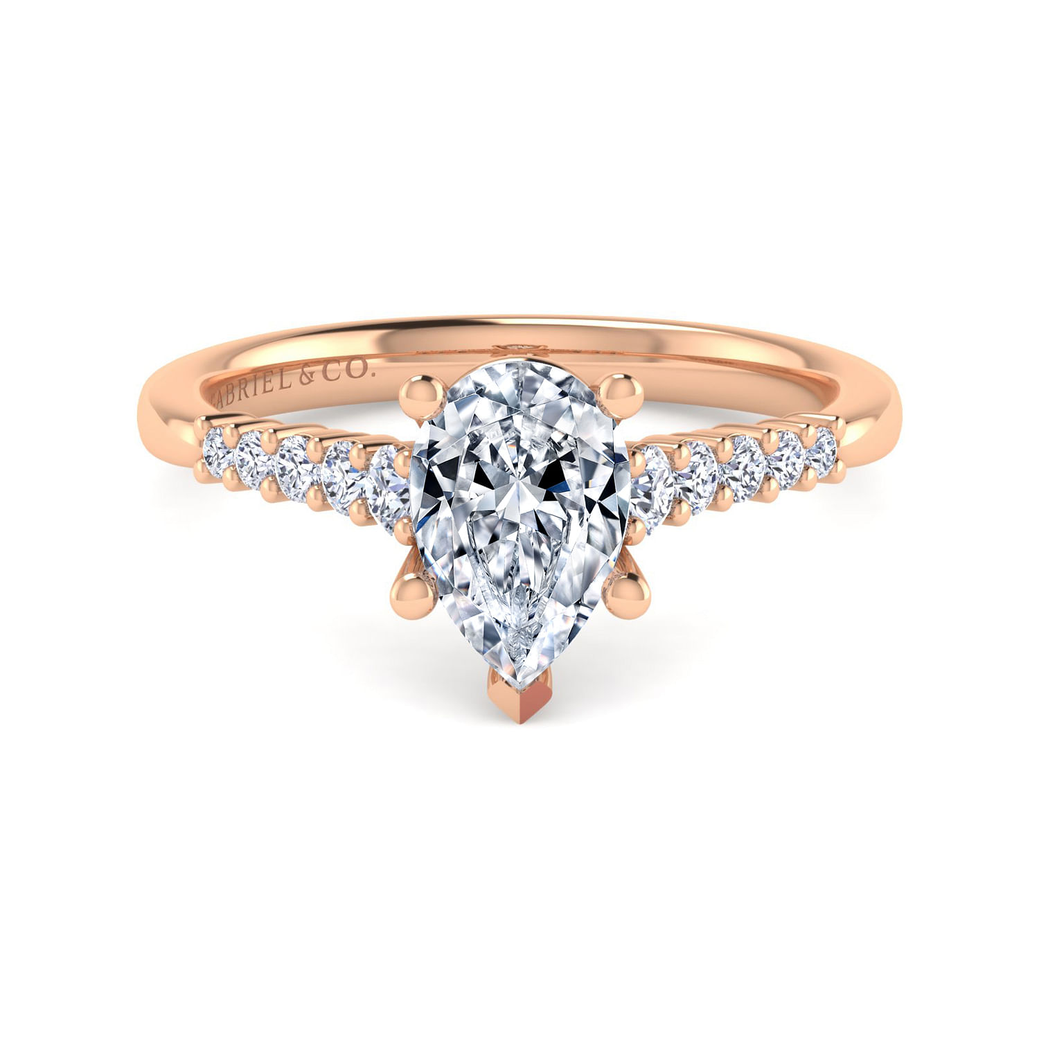 Reed - 14K Rose Gold Pear Shape Diamond Engagement Ring
