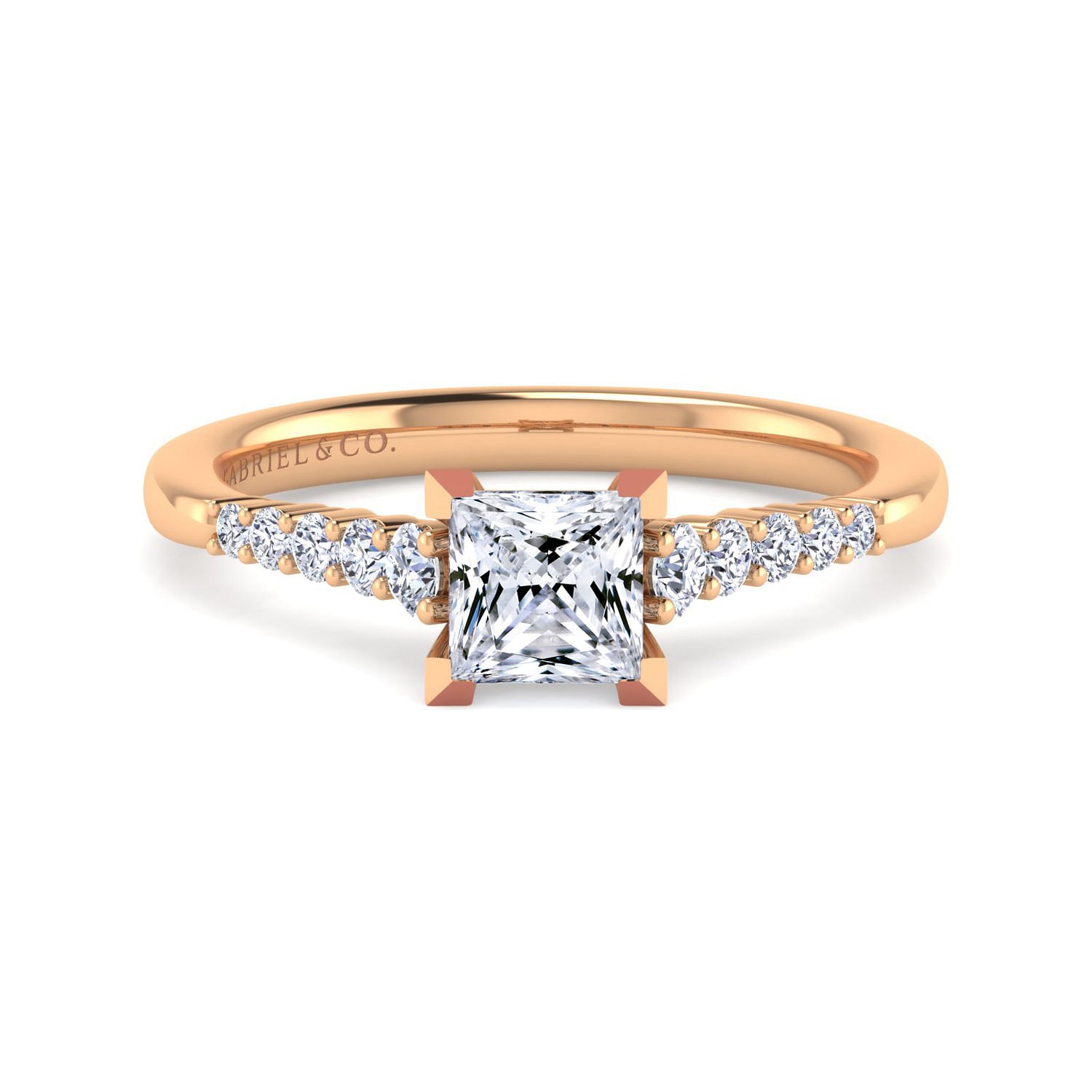 Reed - 14K Rose Gold Princess Cut Diamond Engagement Ring