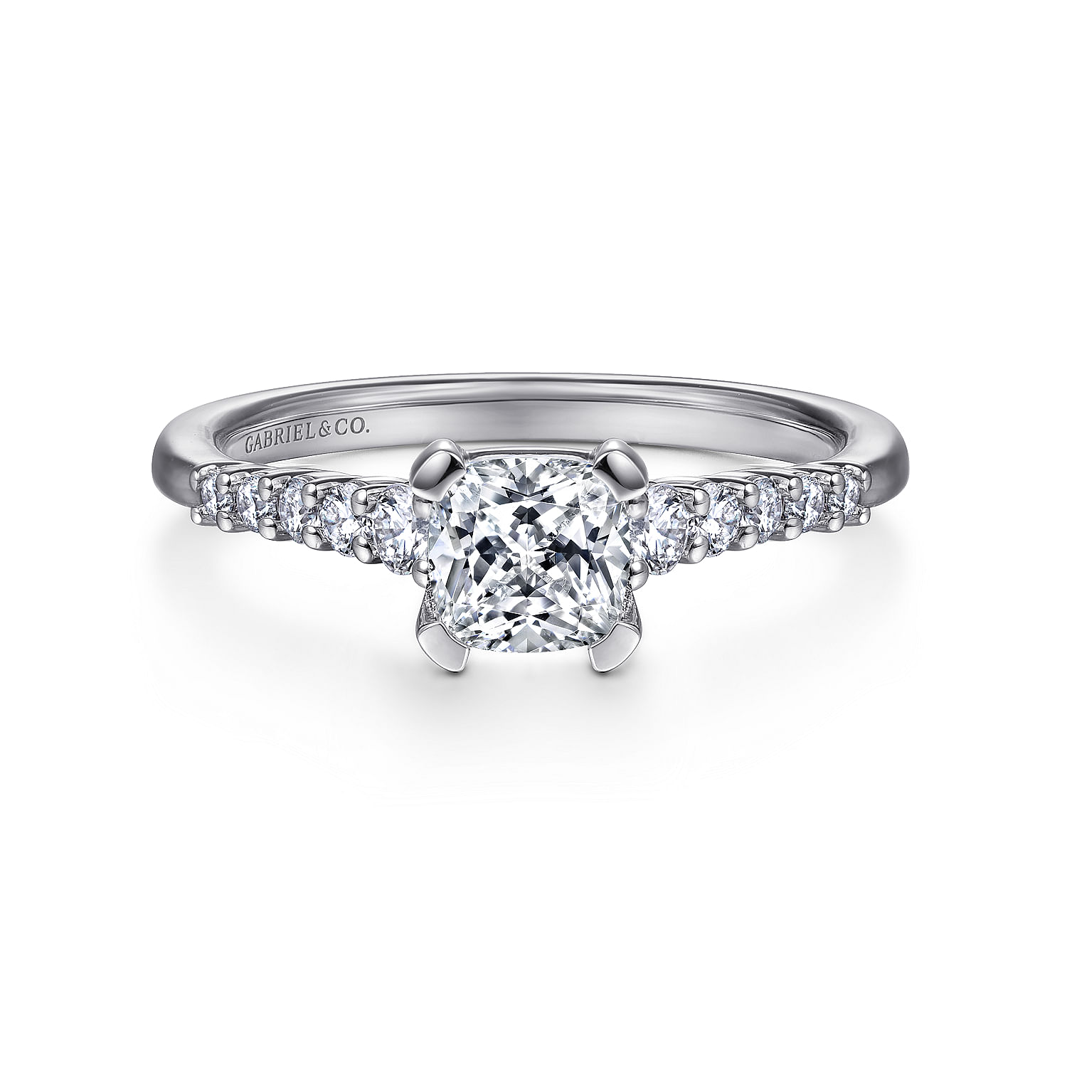 Reed - 14K White Gold Cushion Cut Diamond Engagement Ring