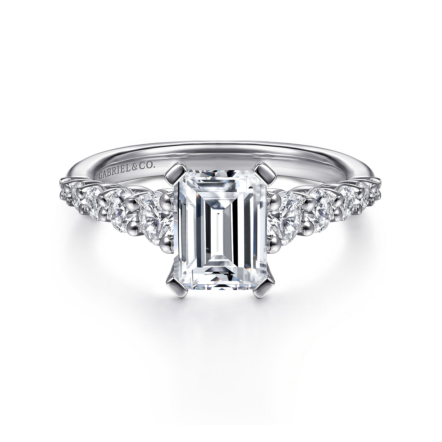 Reed - 14K White Gold Emerald Cut Diamond Engagement Ring
