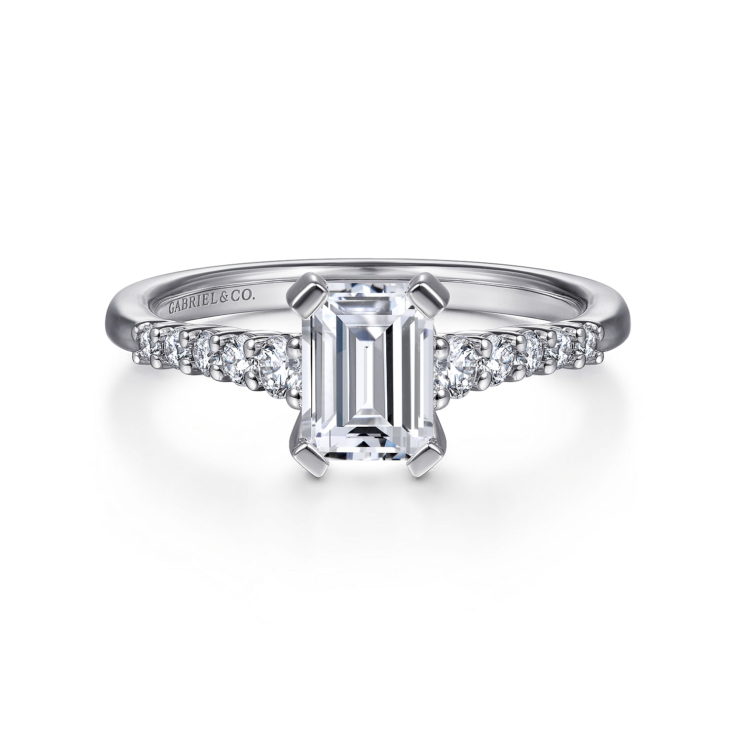 Reed - Platinum Emerald Cut Diamond Engagement Ring