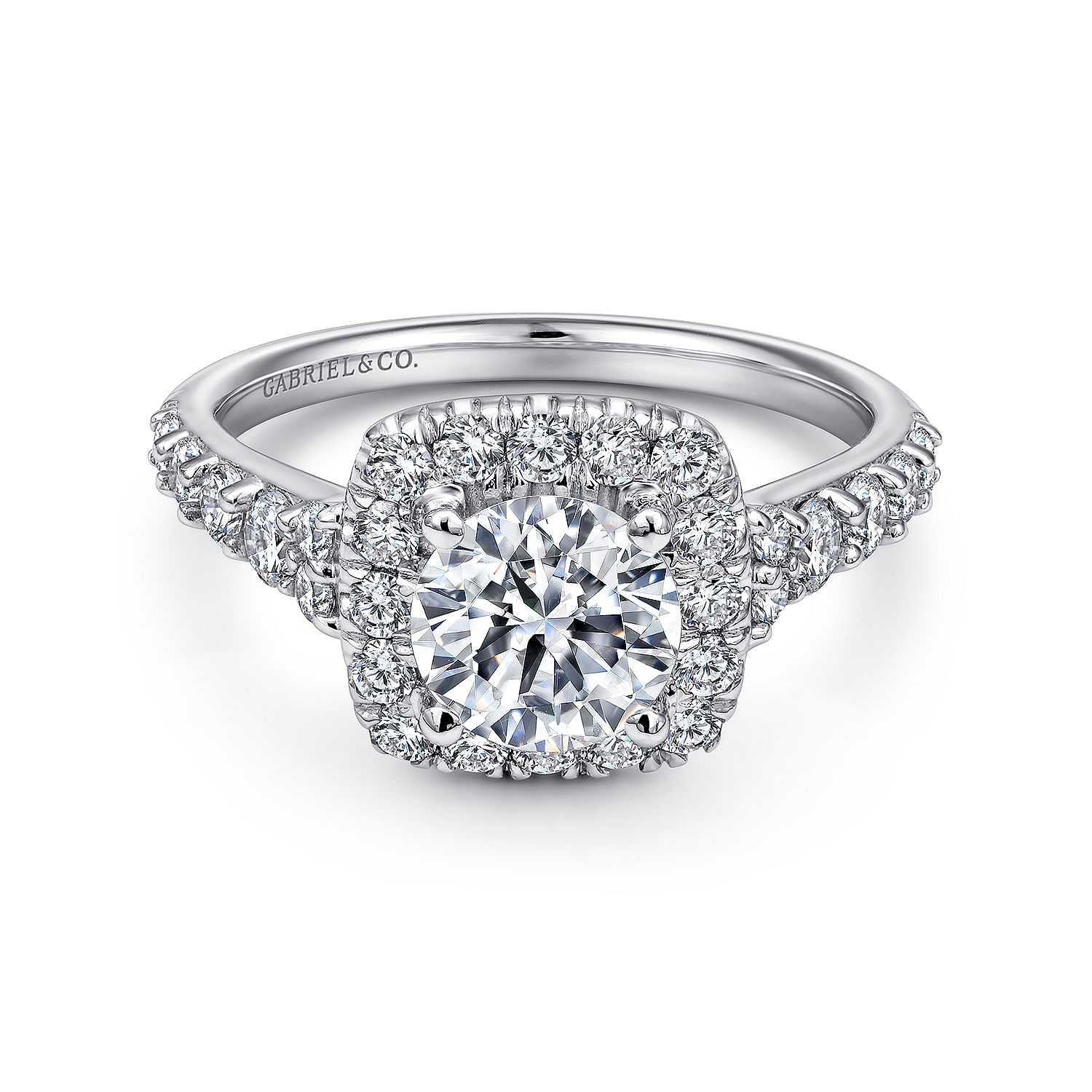Reese - 14K White Gold Round Halo Diamond Engagement Ring