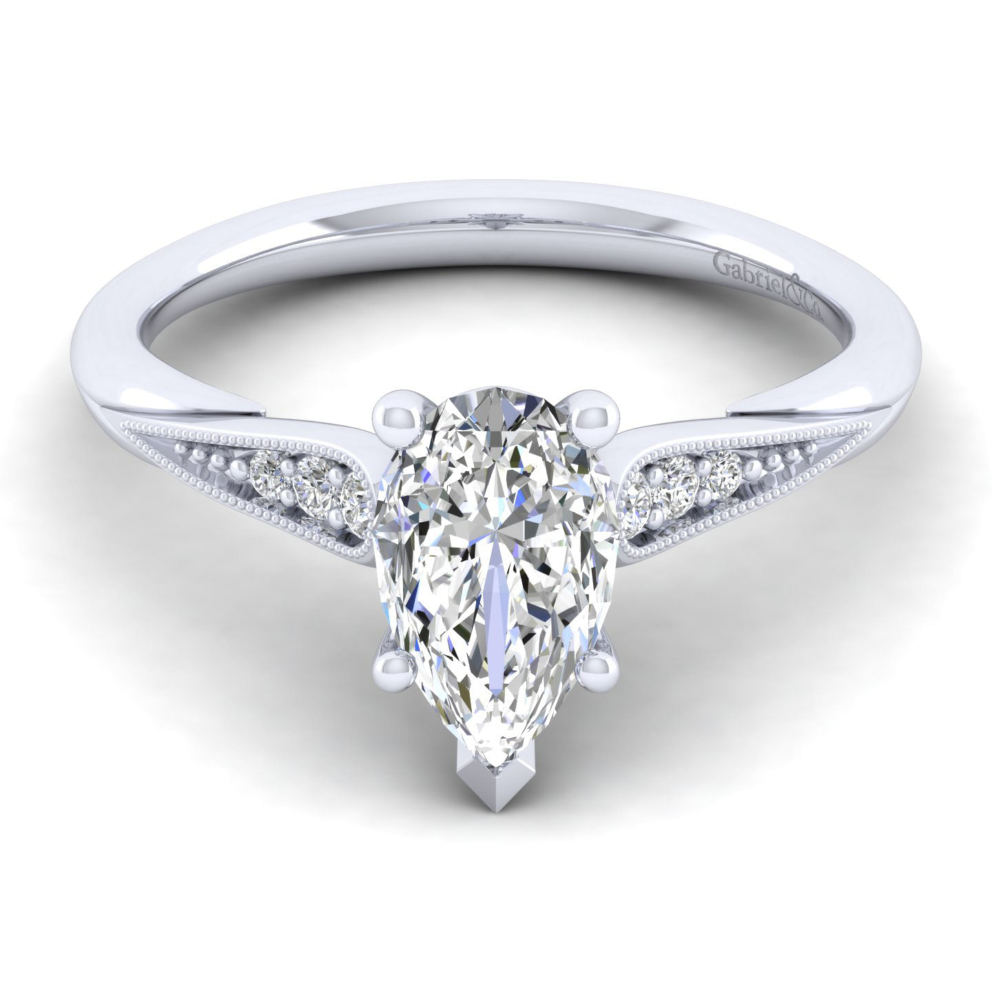 Riley - 14K White Gold Pear Shape Diamond Engagement Ring