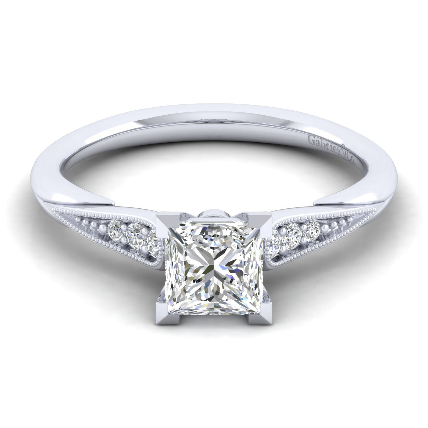Riley - 14K White Gold Princess Cut Diamond Engagement Ring