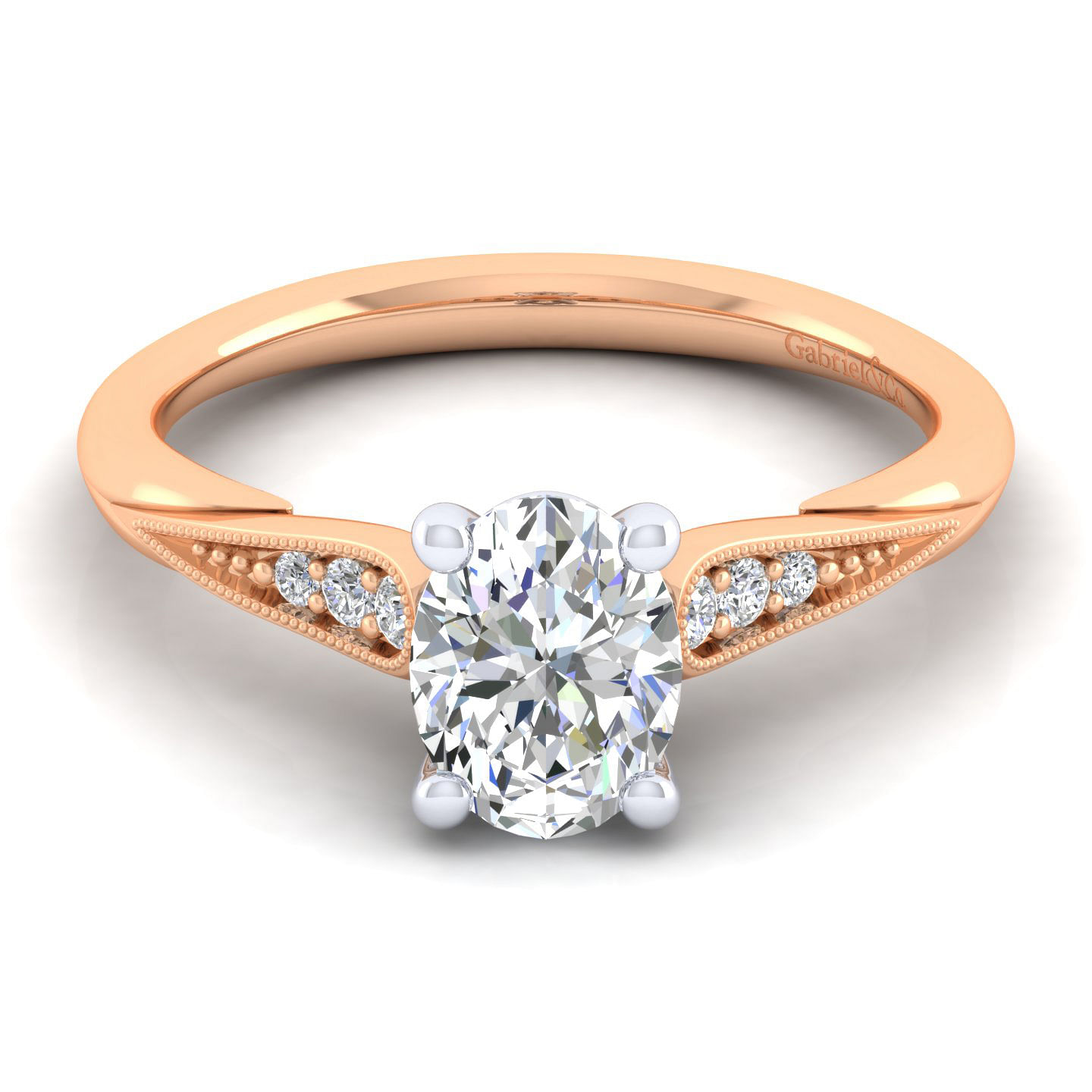 Riley - 14K White-Rose Gold Oval Diamond Engagement Ring