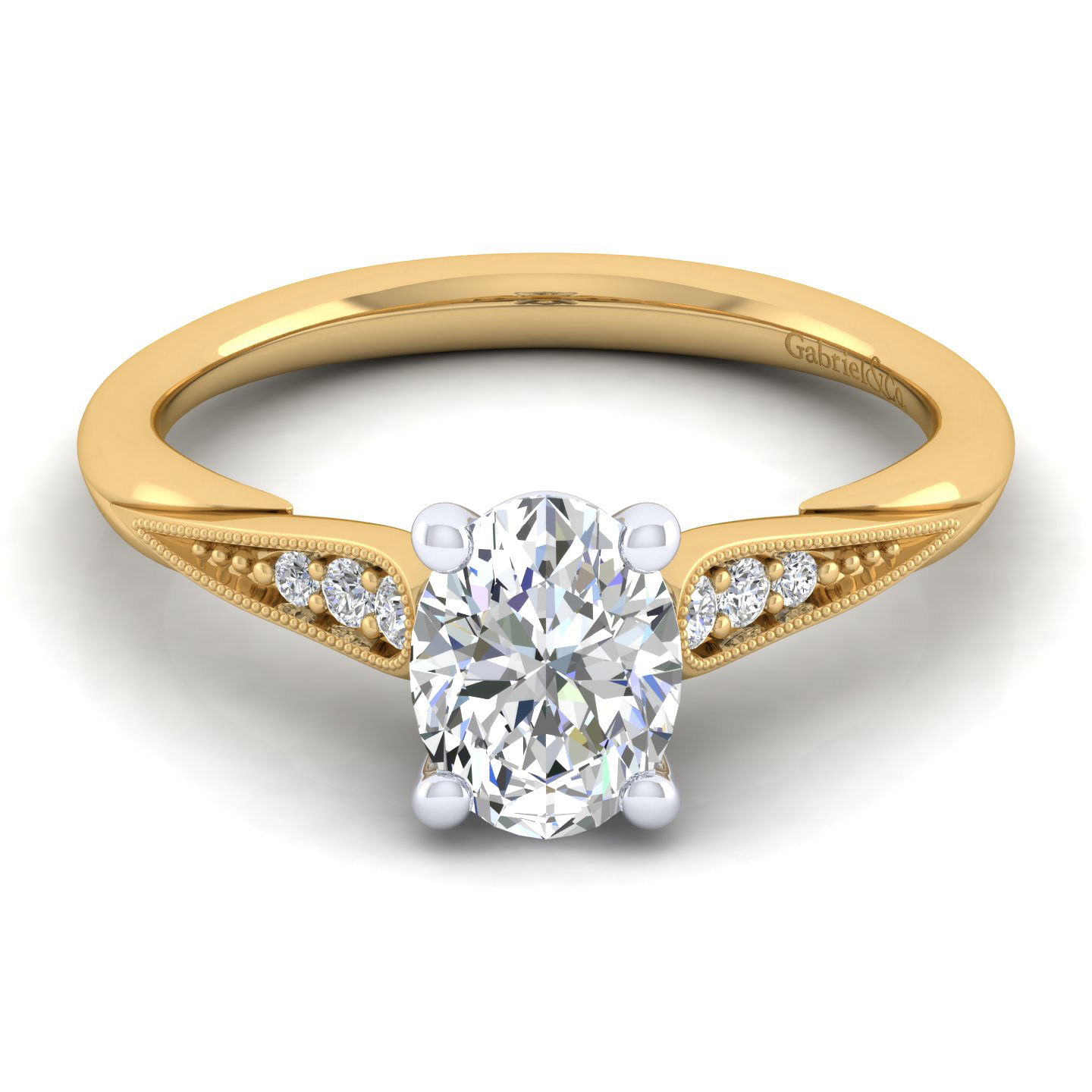 Riley - 14K White-Yellow Gold Oval Diamond Engagement Ring
