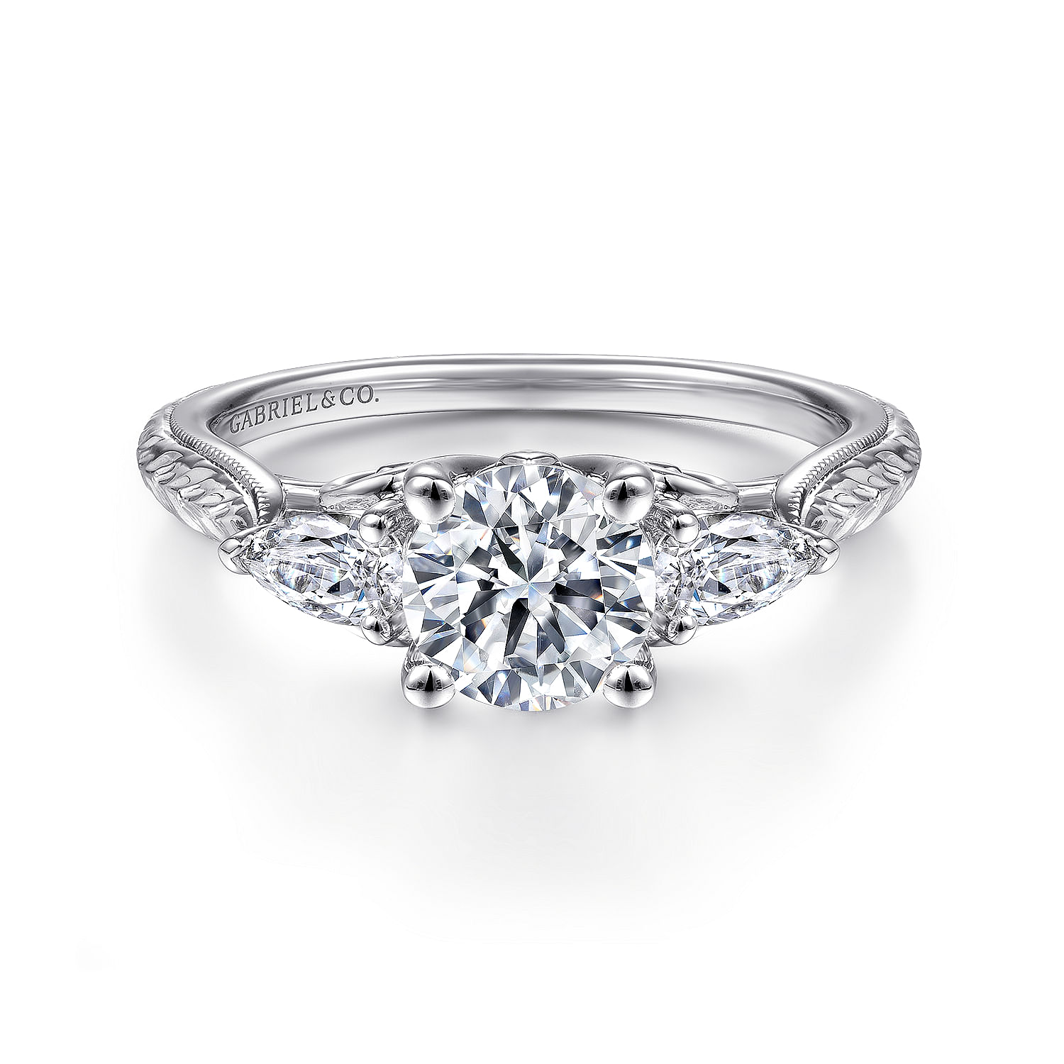 Ripley - 14K White Gold Round Diamond Engagement Ring