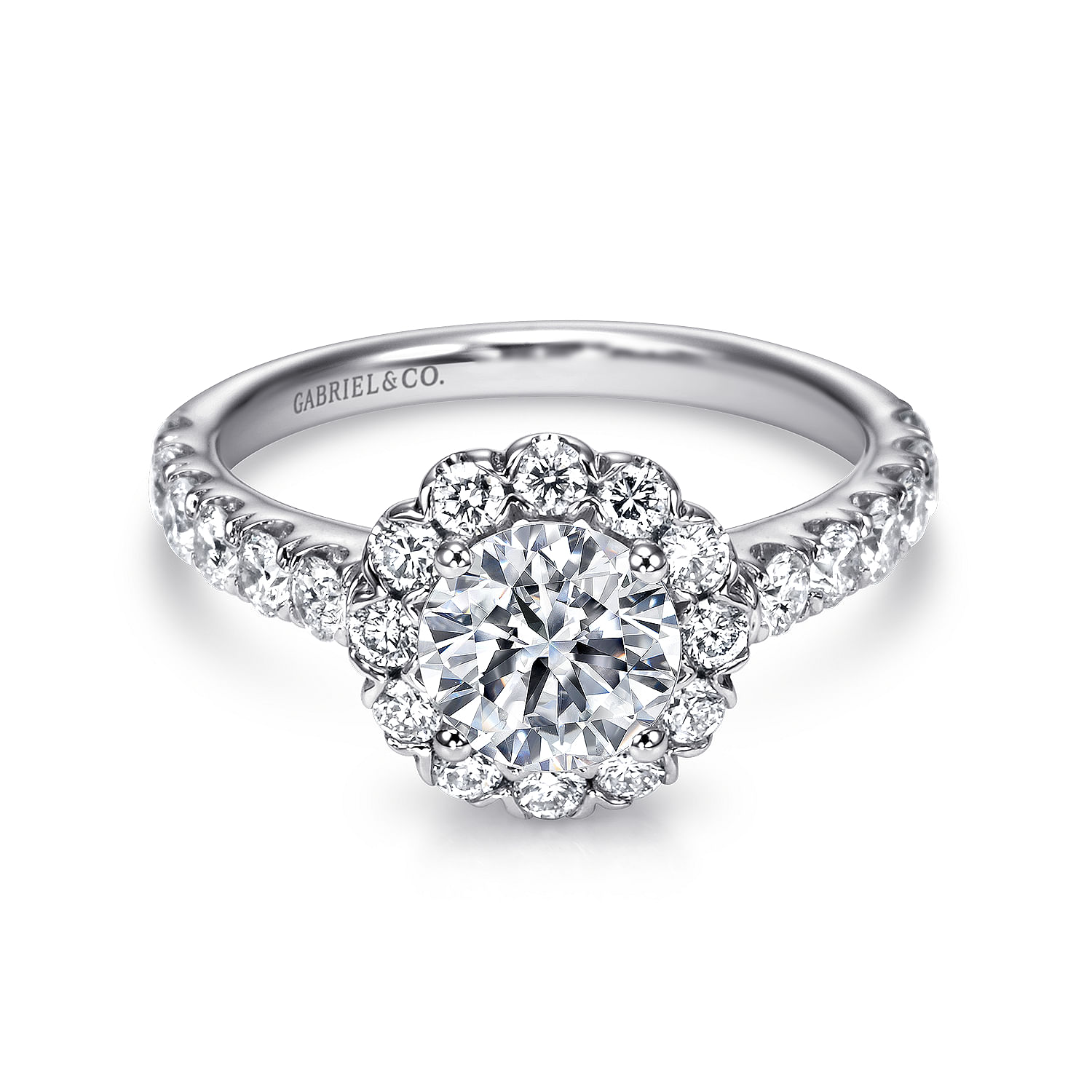 Rosalyn - Platinum Round Halo Diamond Engagement Ring