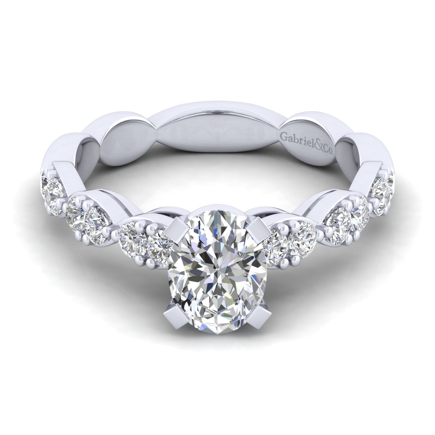 Rowan - 14K White Gold Oval Diamond Engagement Ring