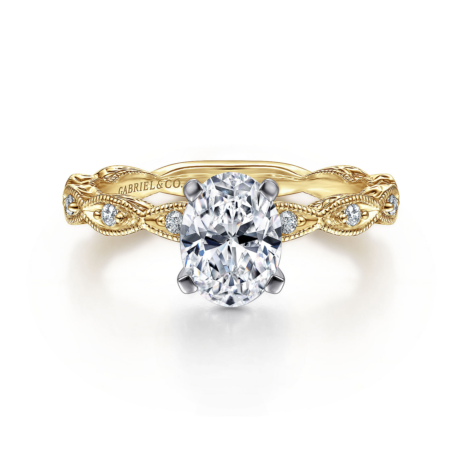 Sadie - 14K White-Yellow Gold Oval Diamond Engagement Ring