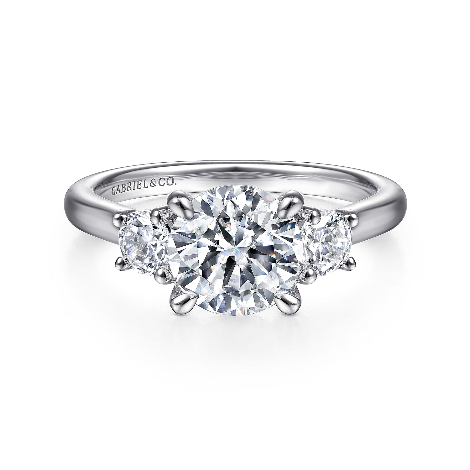 Sanaa - 14K White Gold Round 3 Stone Diamond Engagement Ring