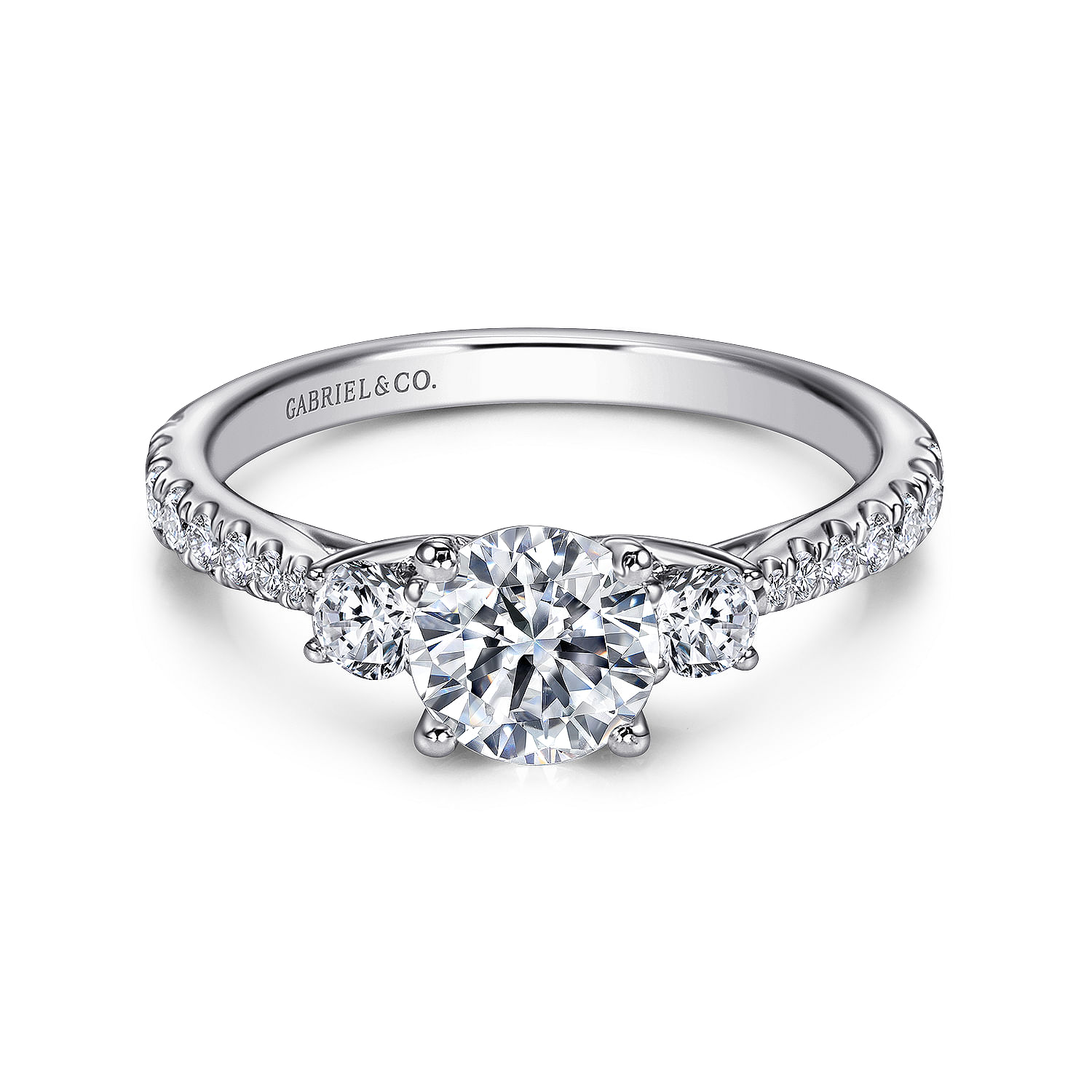 Sandy - Platinum Round Three Stone Diamond Engagement Ring