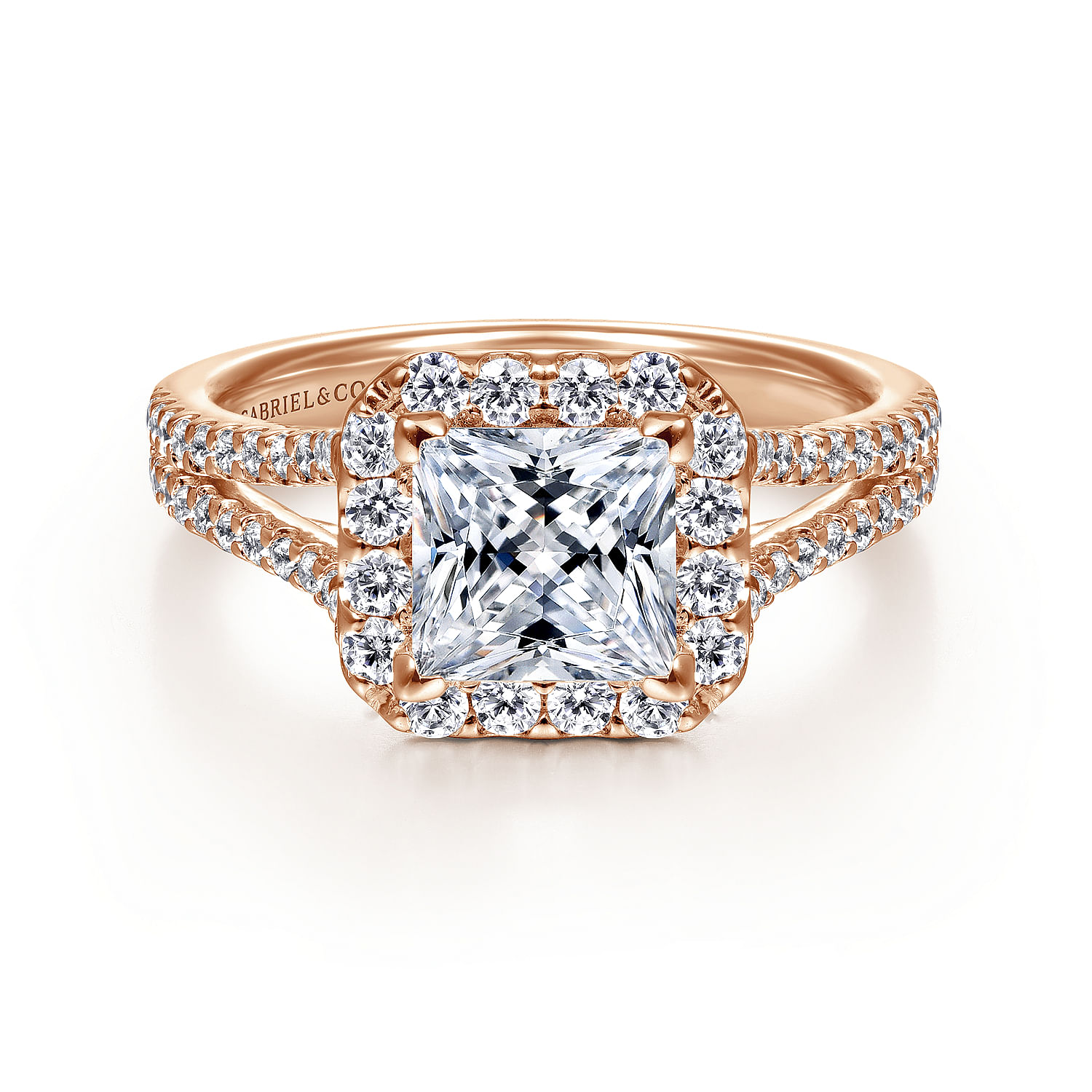 Savannah - 14K Rose Gold Princess Halo Diamond Engagement Ring