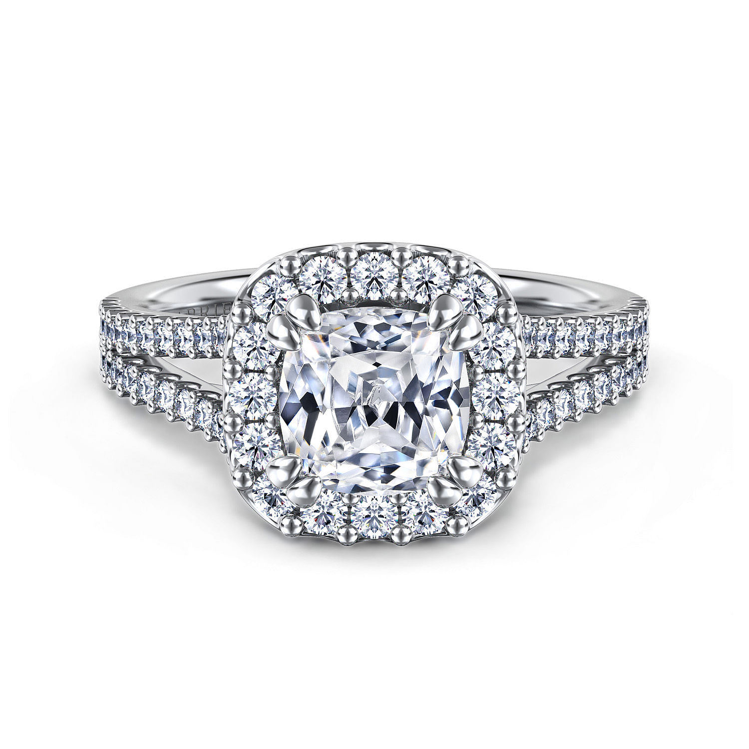 Savannah - 14K White Gold Cushion Halo Diamond Engagement Ring
