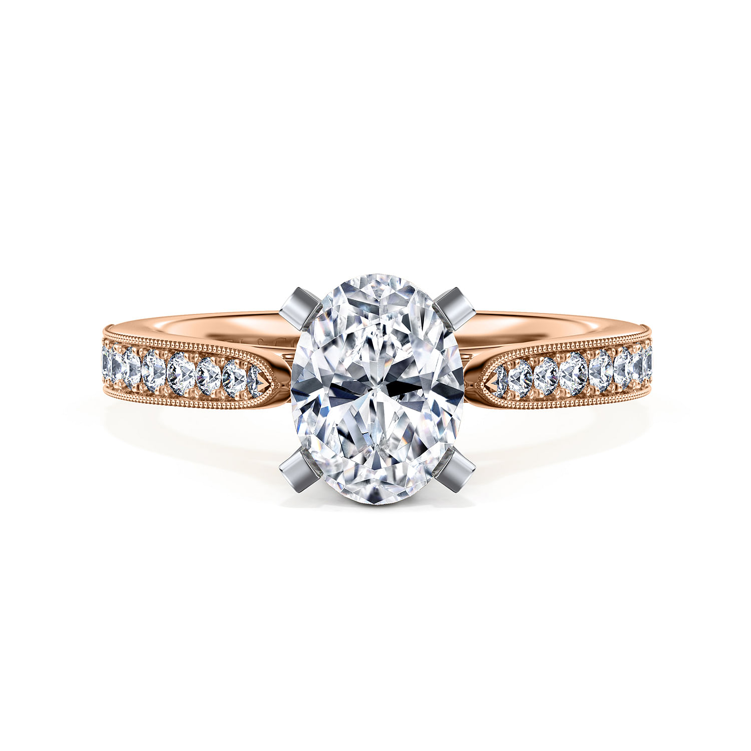 Sawyer - 14K White-Rose Gold Oval Diamond Engagement Ring