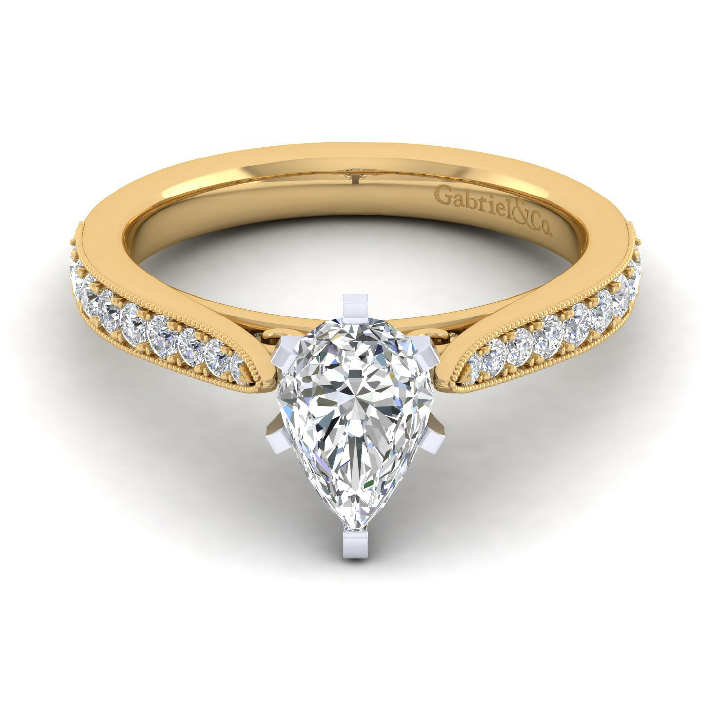 Sawyer - 14K White-Yellow Gold Pear Shape Diamond Engagement Ring
