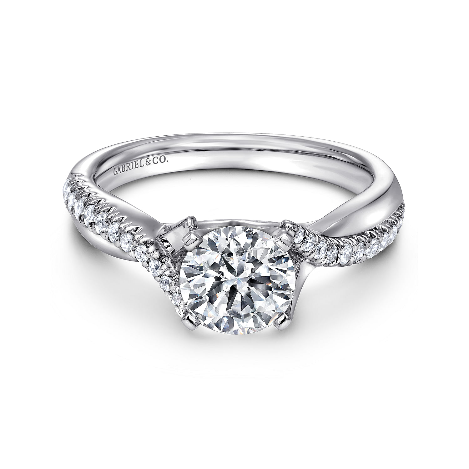 Scout - 14K White Gold Round Twisted Diamond Engagement Ring