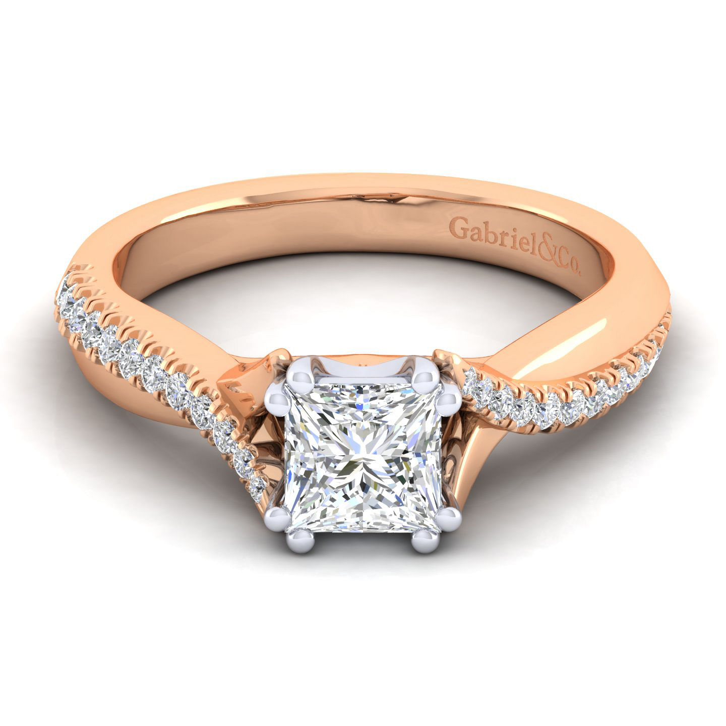 Scout - 14K White-Rose Gold Princess Cut Diamond Engagement Ring