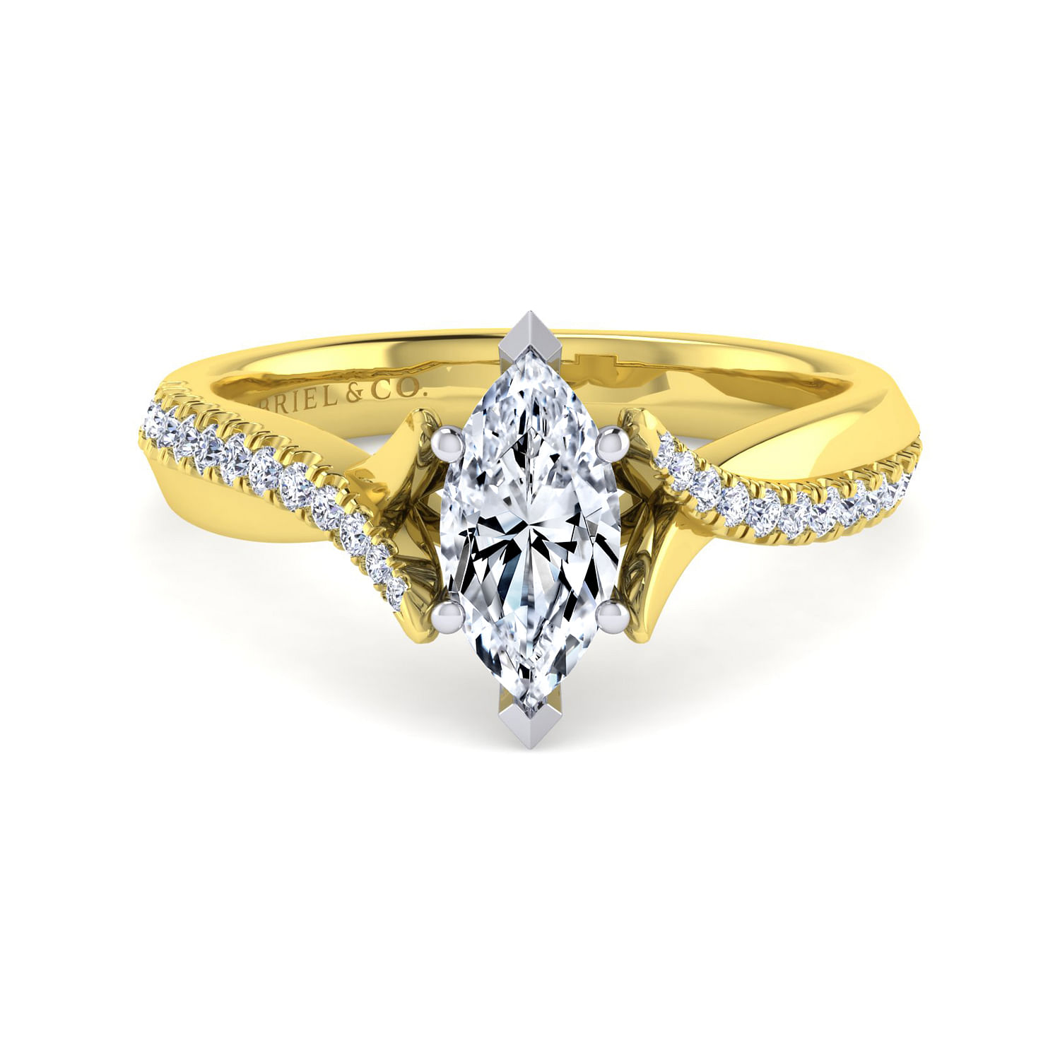 Scout - 14K White-Yellow Gold Marquise Shape Diamond Engagement Ring