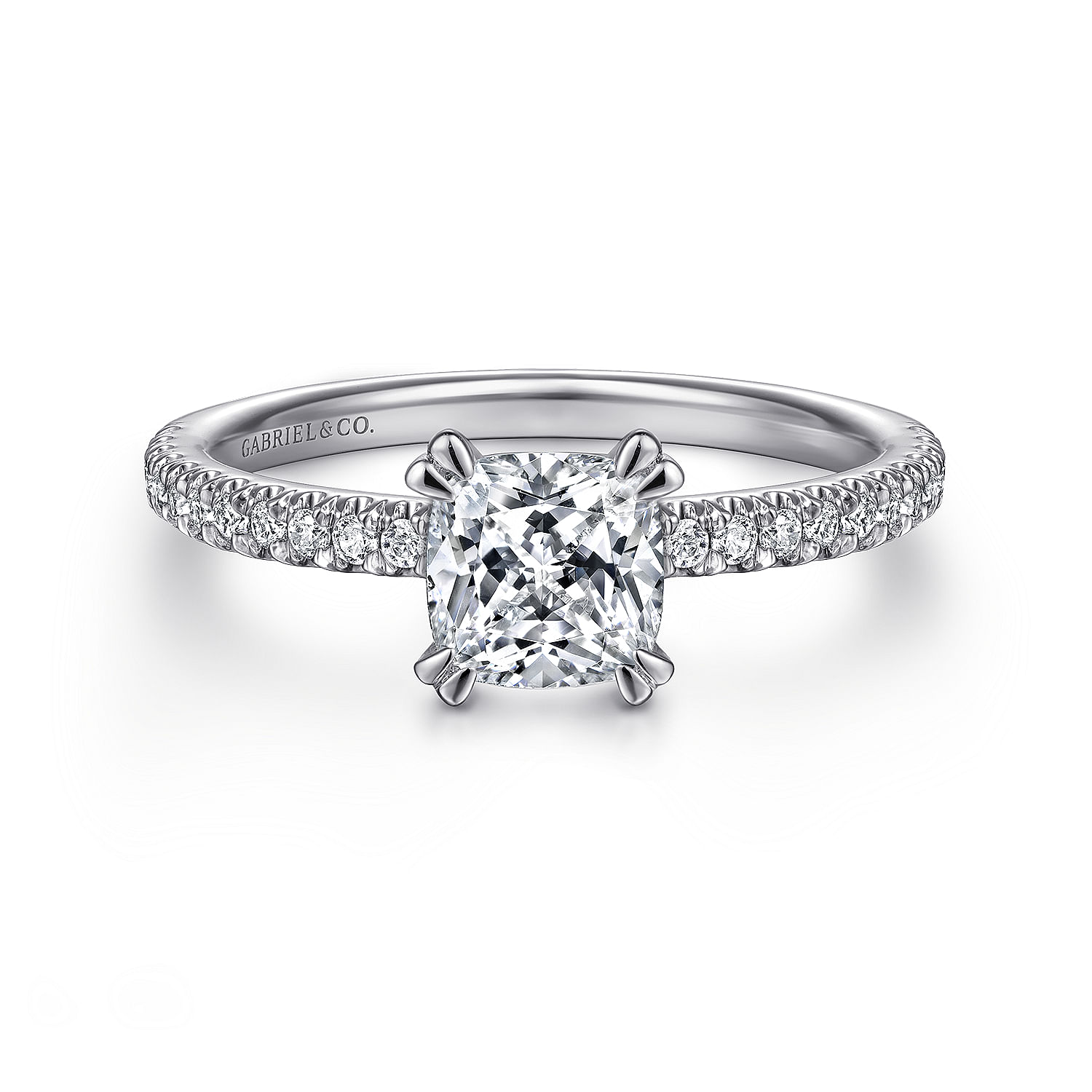 Serenity - 14K White Gold Cushion Cut Diamond Engagement Ring