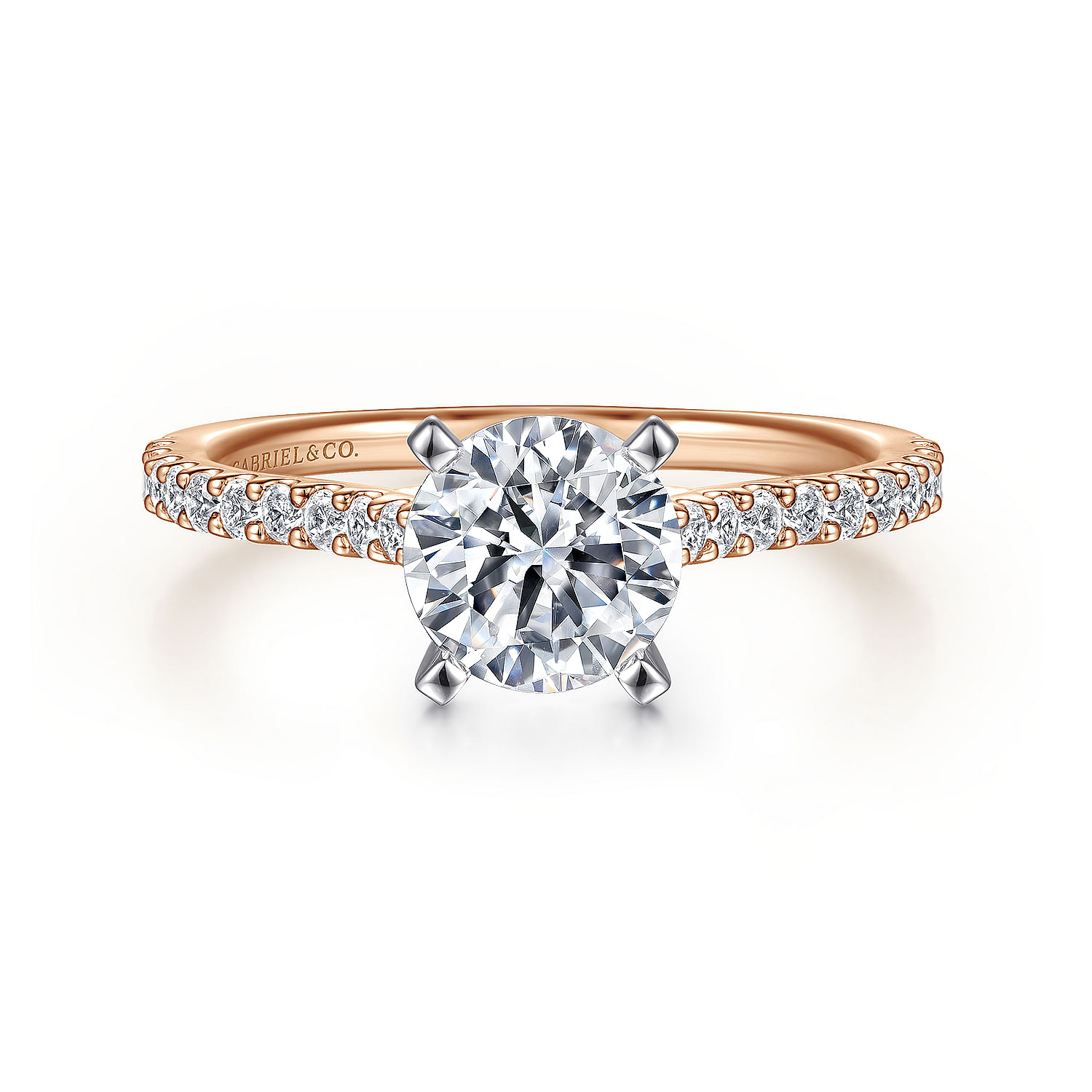 Shanna - 14K White-Rose Gold Round Diamond Engagement Ring