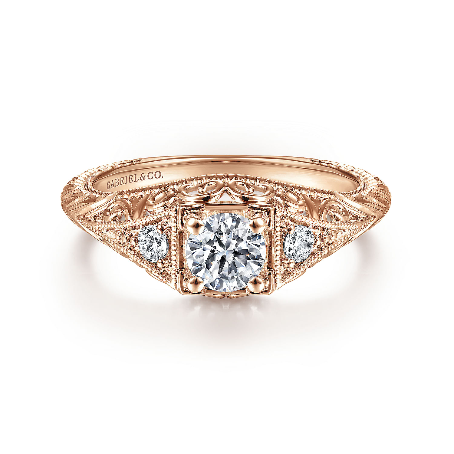 Shaw - 14K Rose Gold Round Diamond Engagement Ring