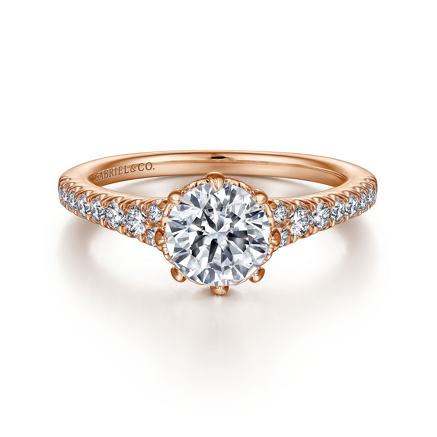Sherilynn - 14K Rose Gold Round Diamond Engagement Ring