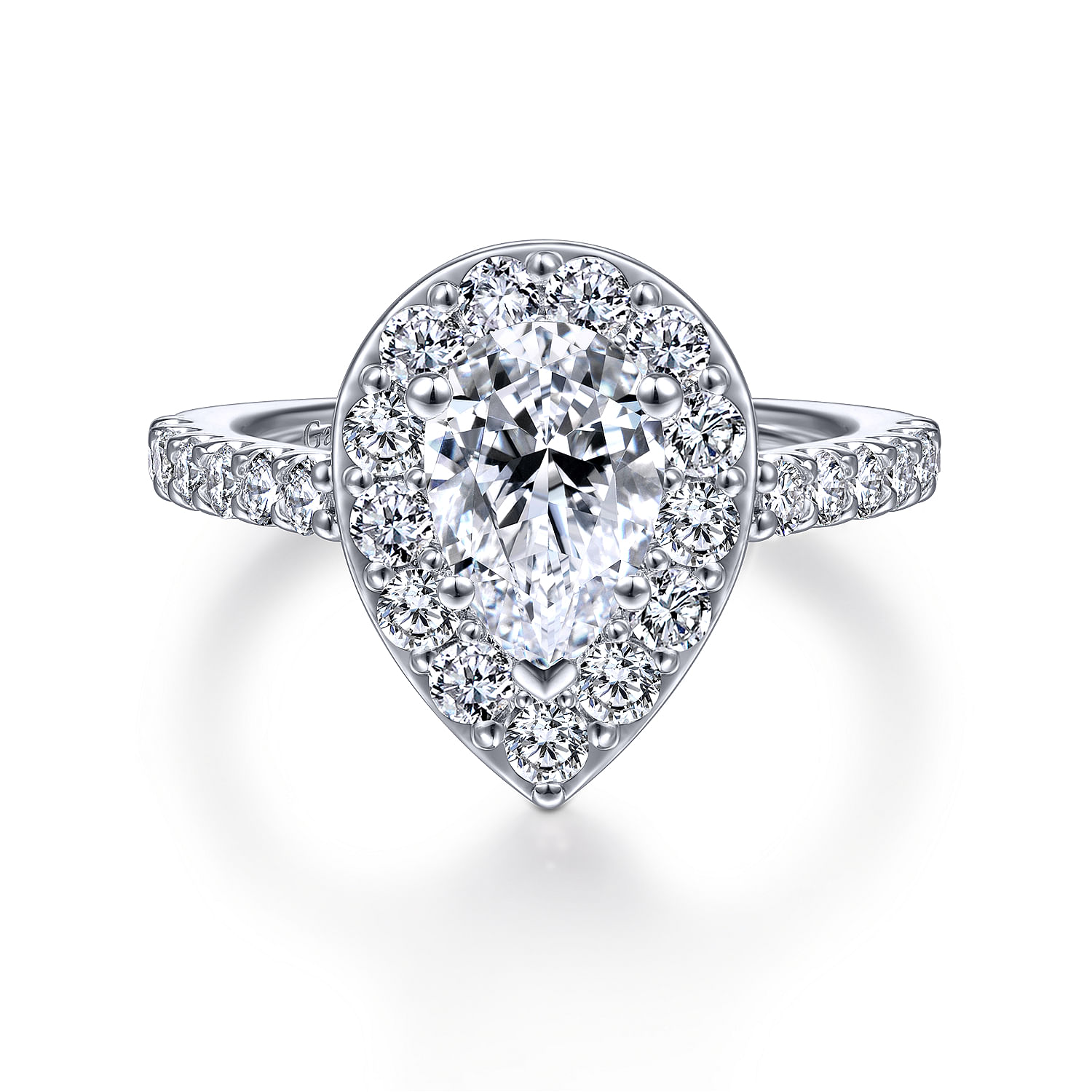 Skylar - 14K White Gold Pear Shape Halo Diamond Engagement Ring