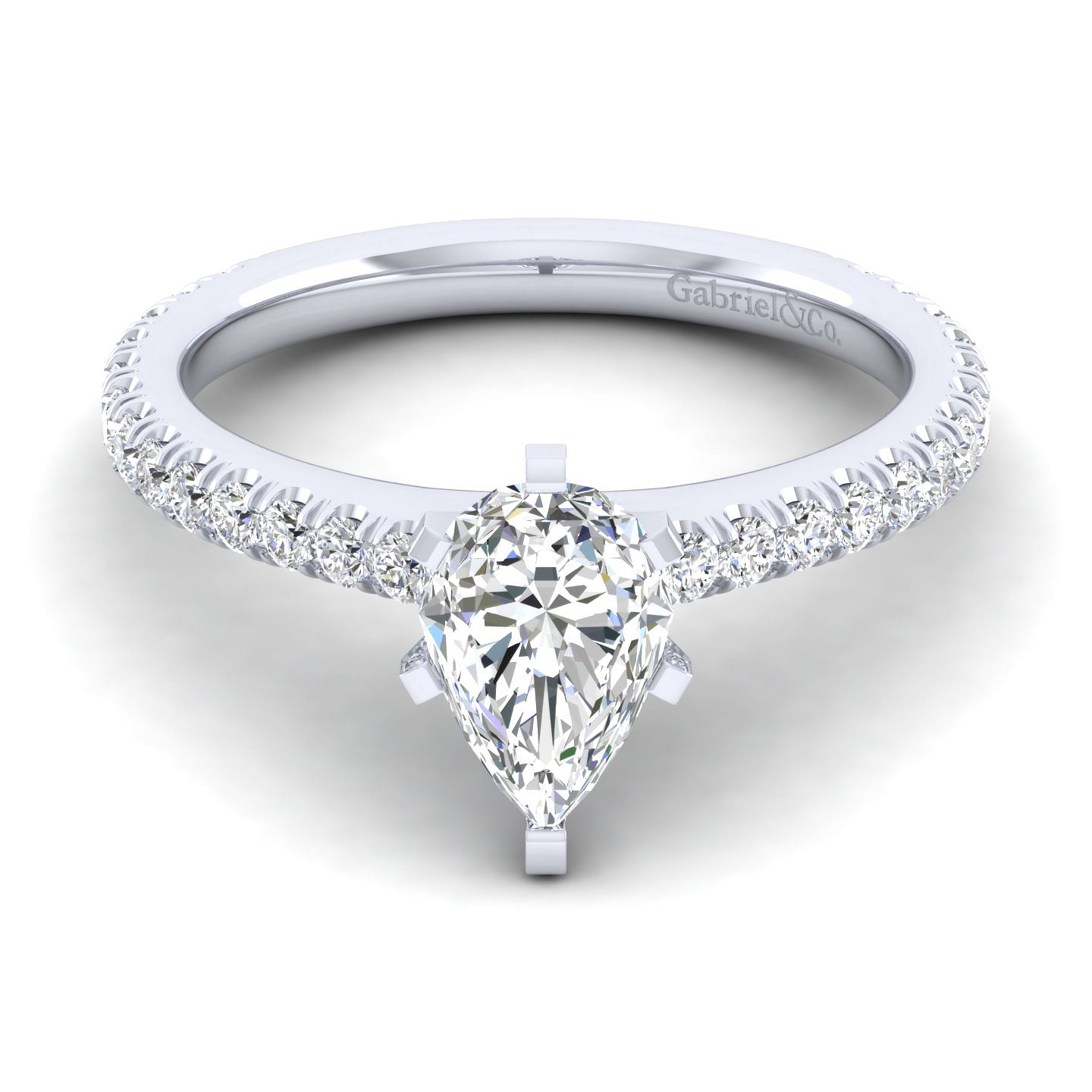 Sloane - 14K White Gold Pear Shape Diamond Engagement Ring