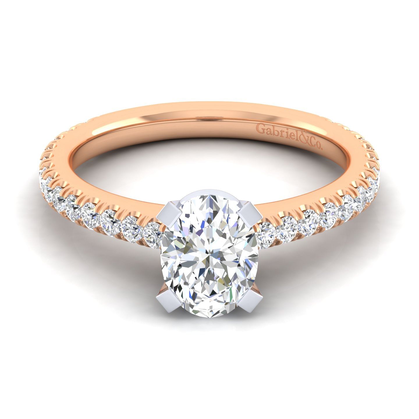 Sloane - 14K White-Rose Gold Oval Diamond Engagement Ring