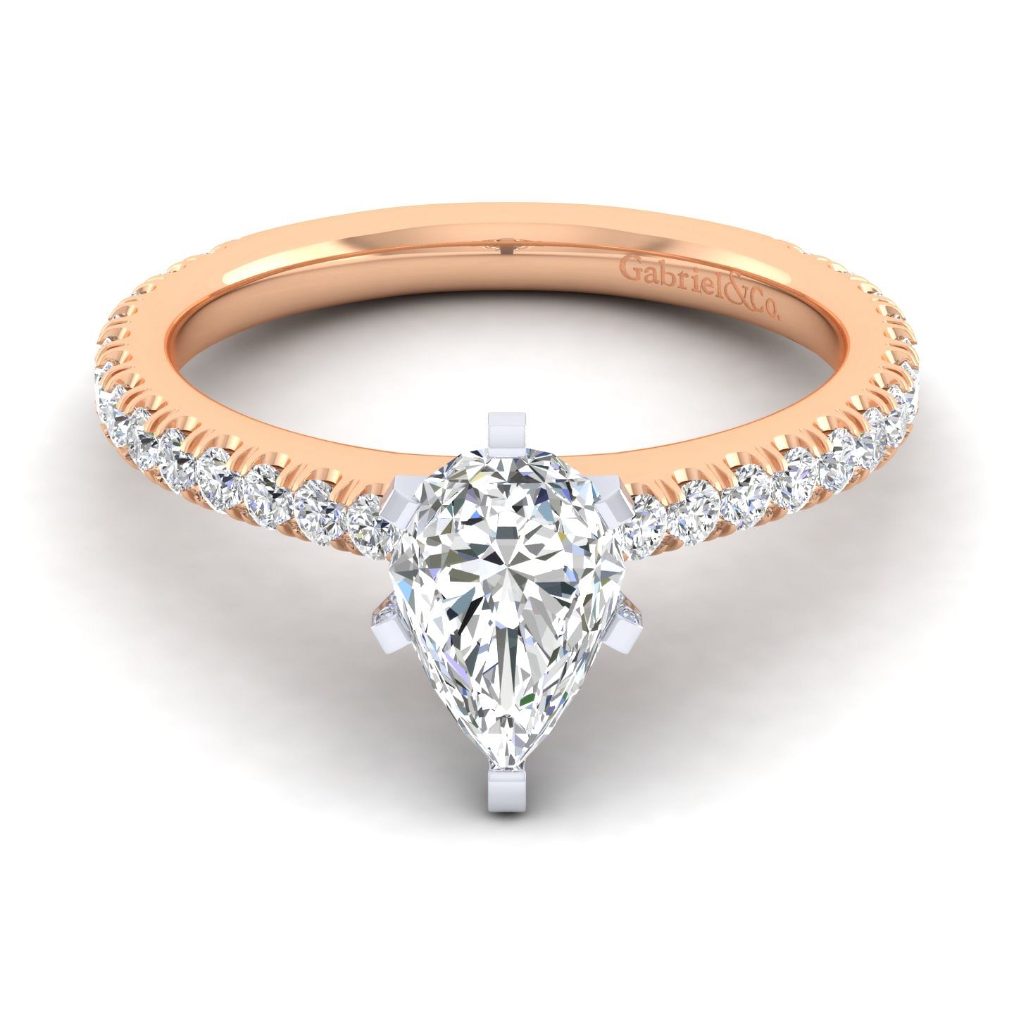 Sloane - 14K White-Rose Gold Pear Shape Diamond Engagement Ring
