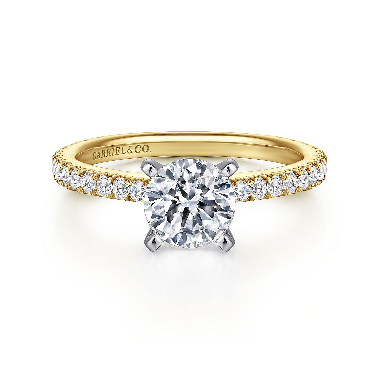 Sloane - 14K White-Yellow Gold Round Diamond Engagement Ring
