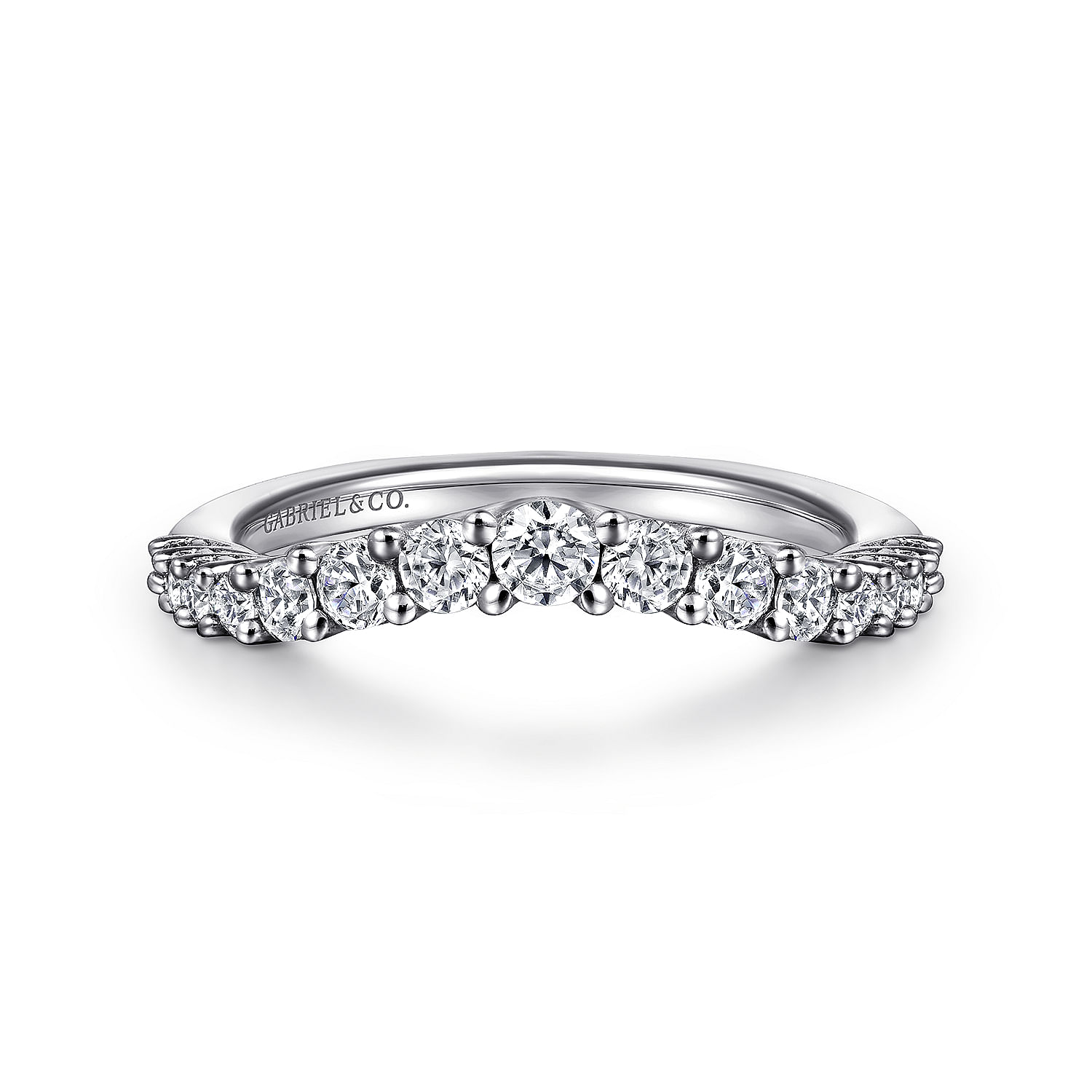 Soire - Curved 14K White Gold Shared Prong Diamond Wedding Band