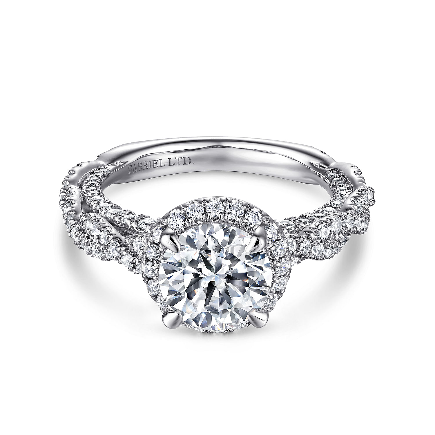 Soledad - Platinum Round Halo Diamond Engagement Ring