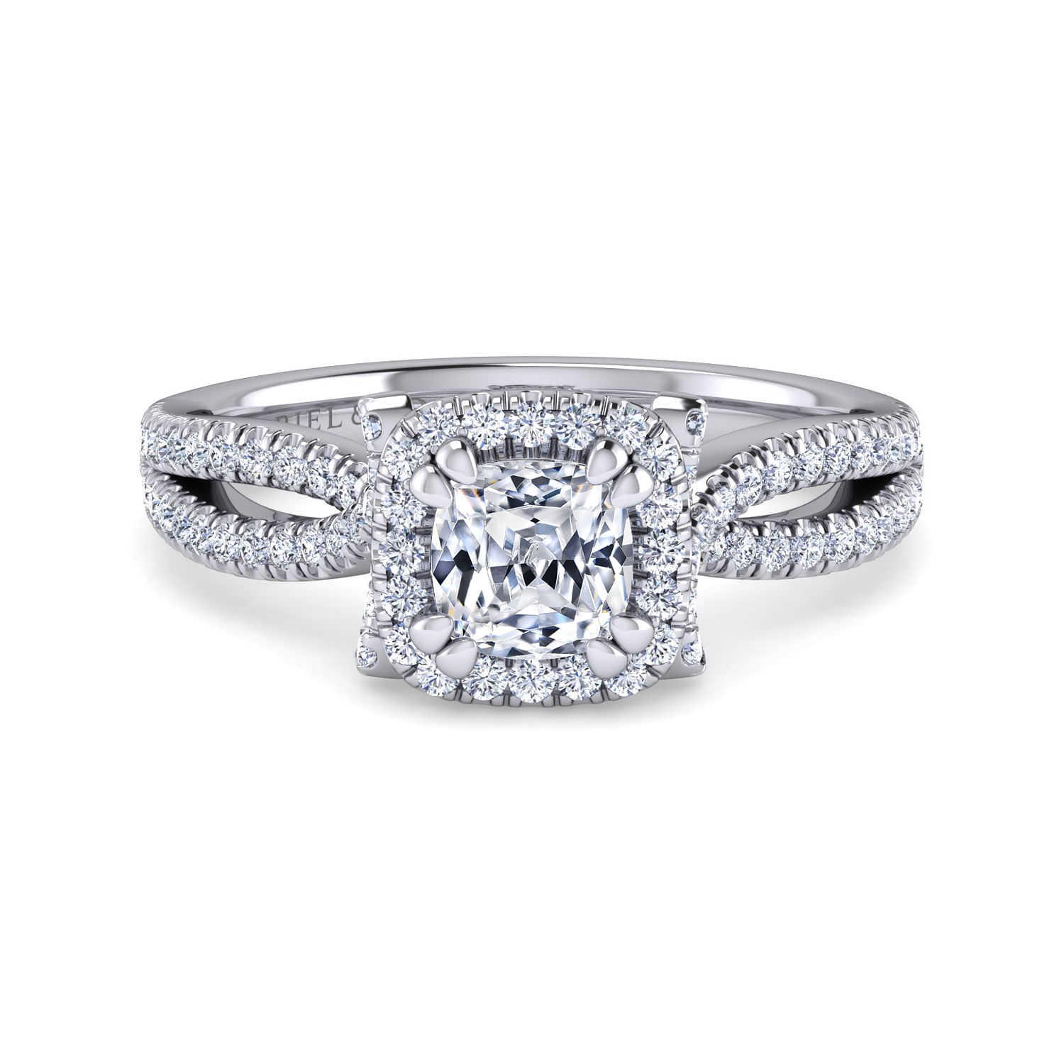 Sonya - 14K White Gold Cushion Halo Diamond Engagement Ring