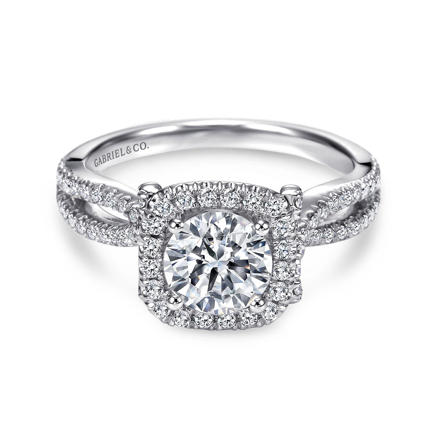 Sonya - 14K White Gold Round Halo Diamond Engagement Ring