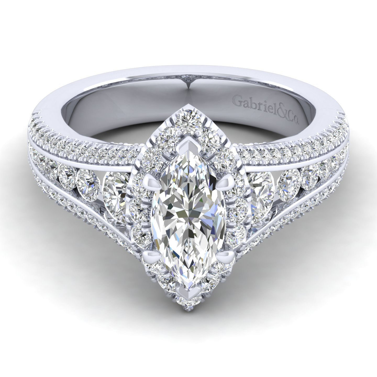 Sorrel - 14K White Gold Marquise Halo Diamond Engagement Ring